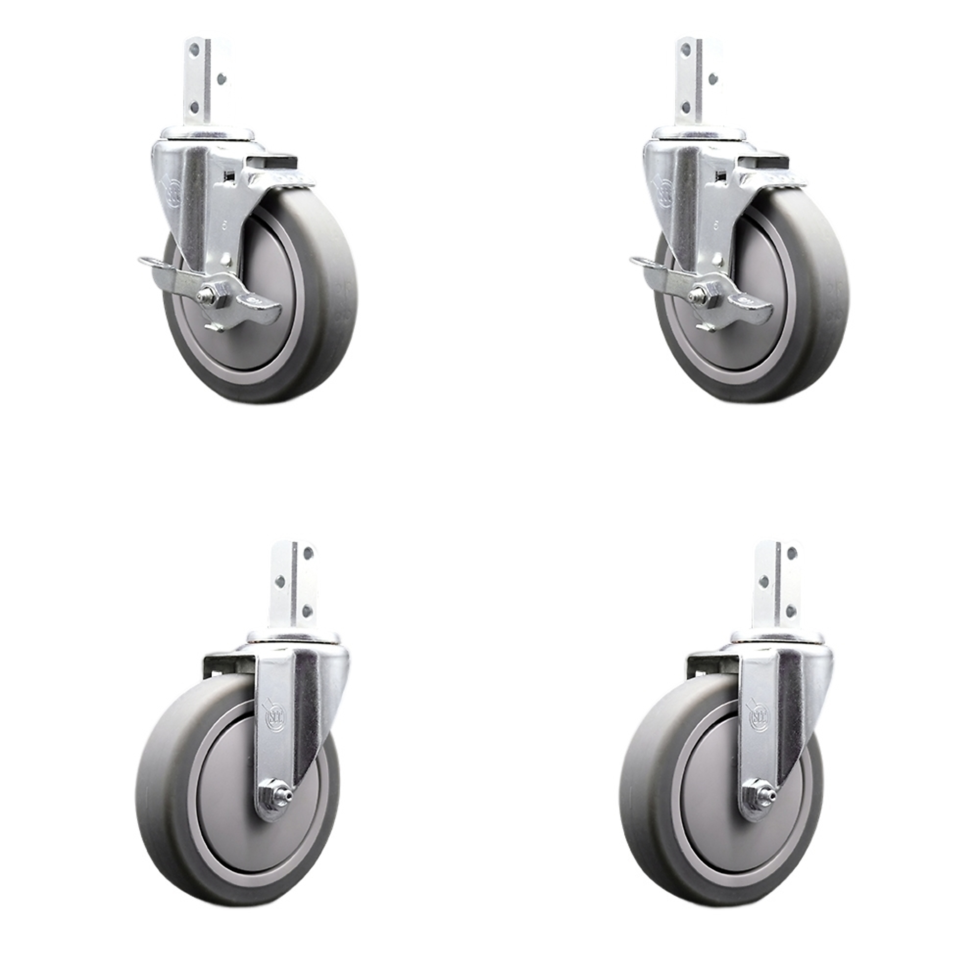 Service Caster, 5Inch x 1 1/4Inch Stem Casters, Wheel Diameter 5 in, Caster Type Swivel, Package (qty.) 4, Model SCC-SQ20S514-TPRB-TLB-34-2-S-2