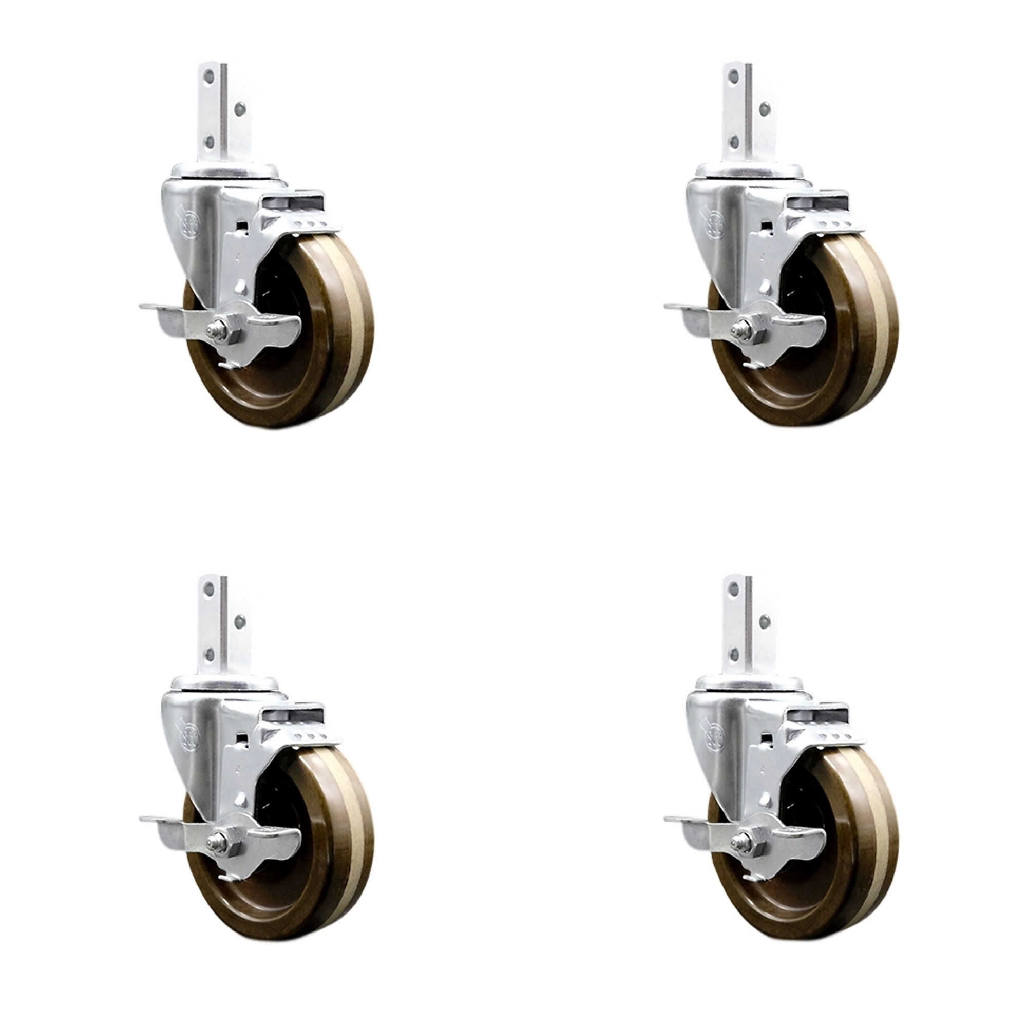 Service Caster, 4Inch x 1 1/4Inch Stem Casters, Wheel Diameter 4 in, Caster Type Swivel, Package (qty.) 4, Model SCC-SQ20S414-PHSHT-TLB-34-4