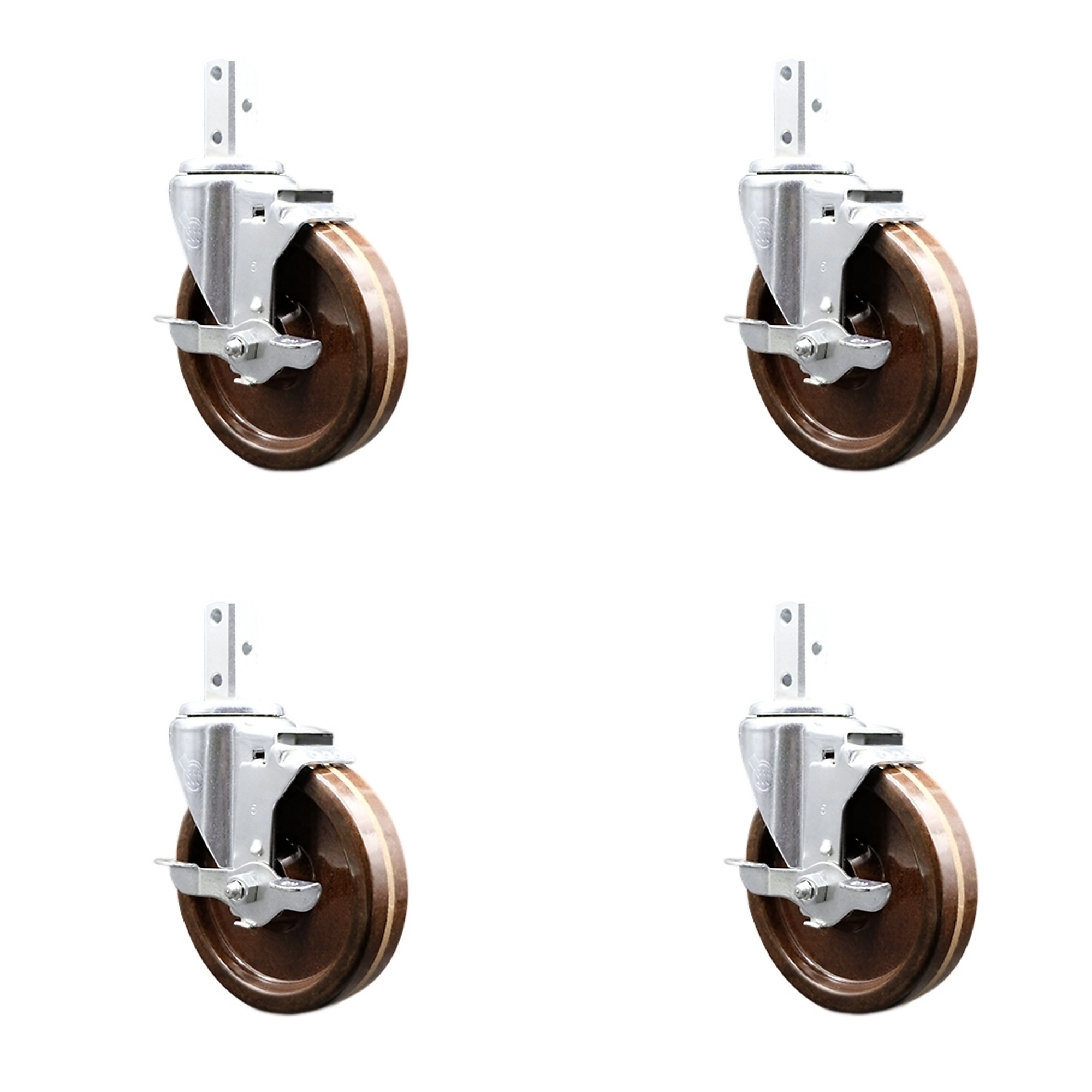 Service Caster, 5Inch x 1 1/4Inch Stem Casters, Wheel Diameter 5 in, Caster Type Swivel, Package (qty.) 4, Model SCC-SQ20S514-PHSHT-TLB-78-4