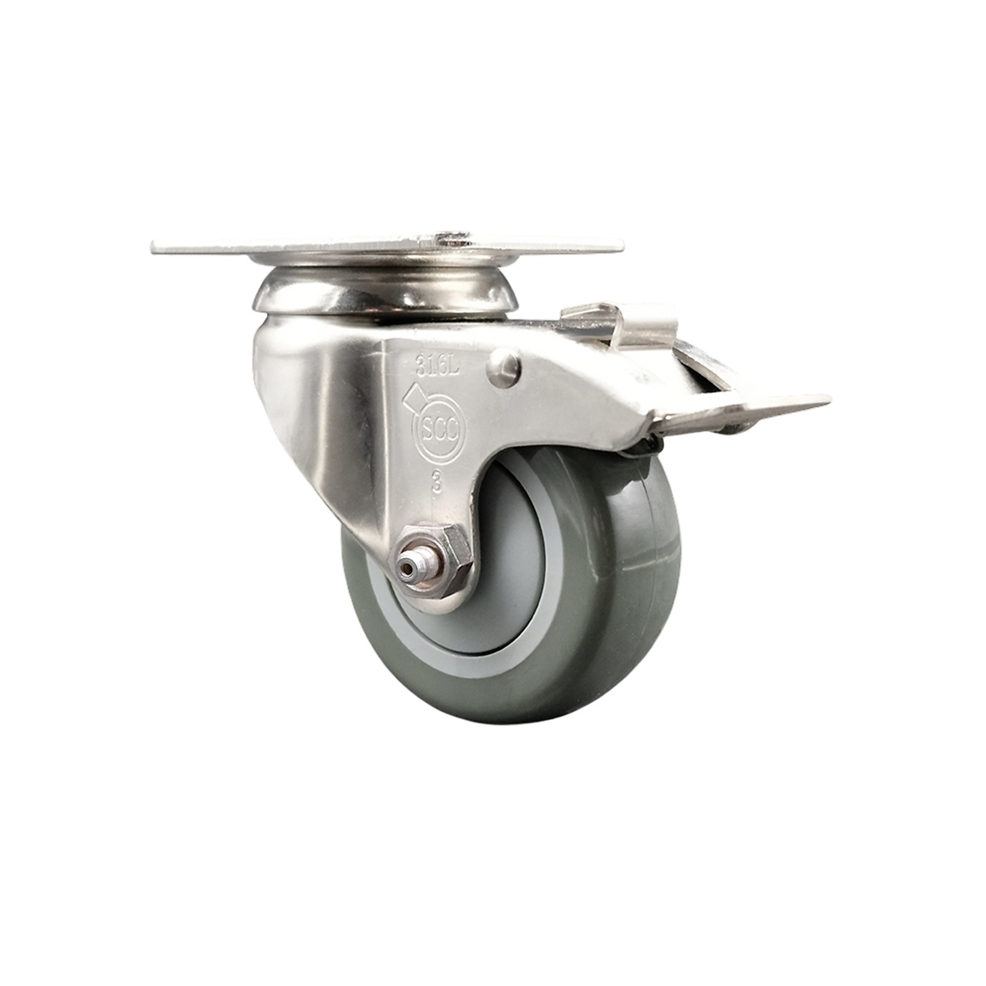 Service Caster, 3 1/2Inch x 1 1/4Inch Plate Caster, Wheel Diameter 3.5 in, Caster Type Swivel, Package (qty.) 1, Model SCC-SS316TTL20S3514-PPUB