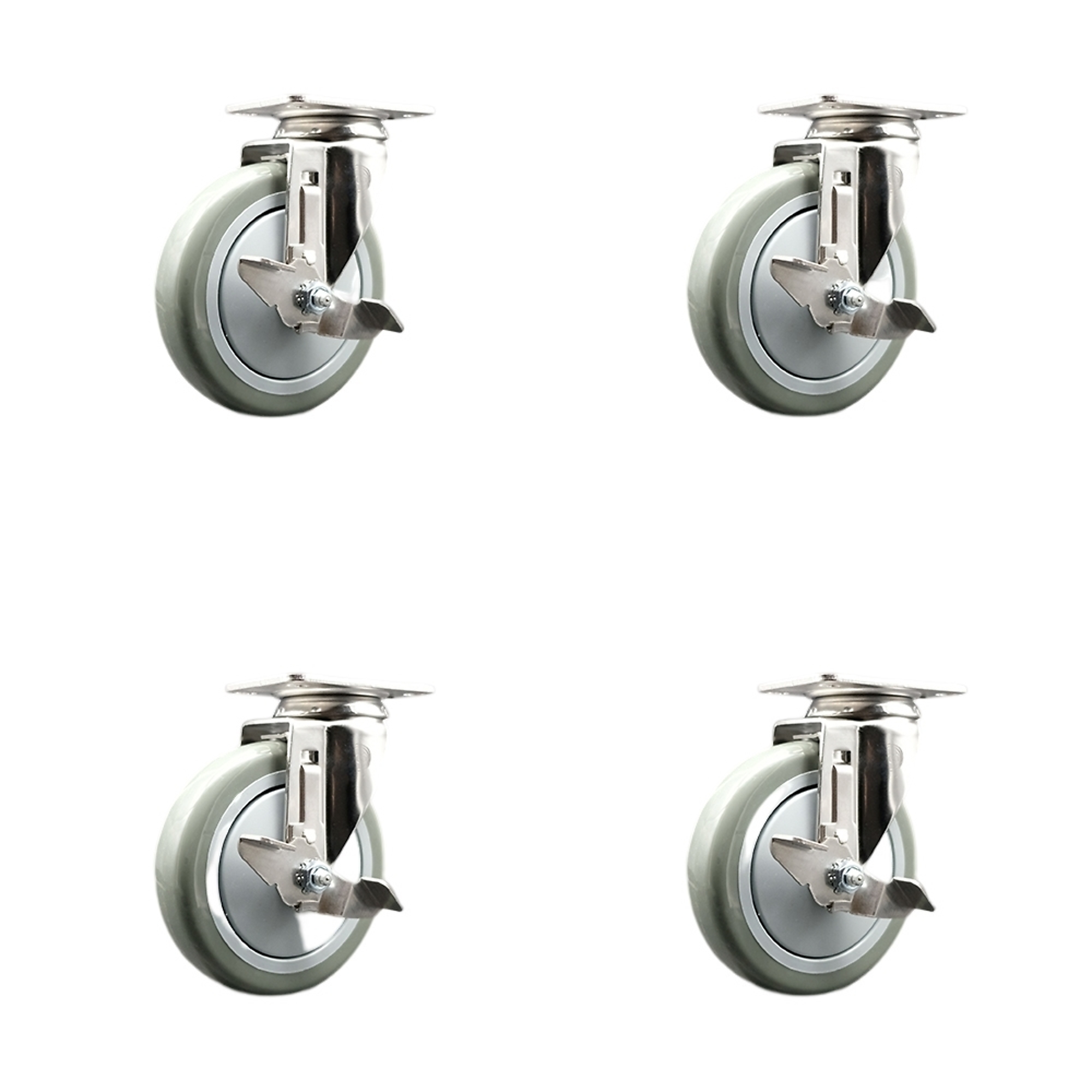 Service Caster, 5Inch x 1 1/4Inch Plate Casters, Wheel Diameter 5 in, Caster Type Swivel, Package (qty.) 4, Model SCC-SS31620S514-PPUB-TLB-4