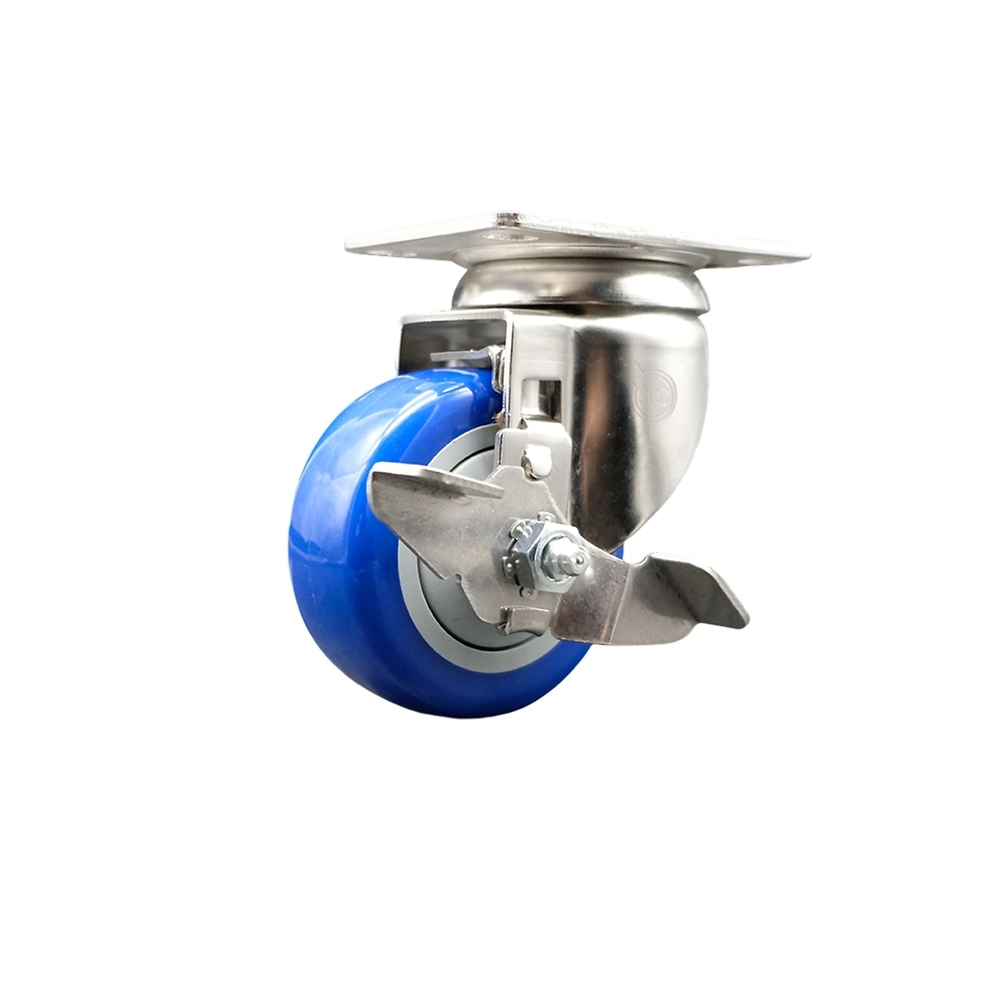 Service Caster, 3Inch x 1 1/4Inch Plate Caster, Wheel Diameter 3 in, Caster Type Swivel, Package (qty.) 1, Model SCC-SS31620S314-PPUB-BLUE-TLB