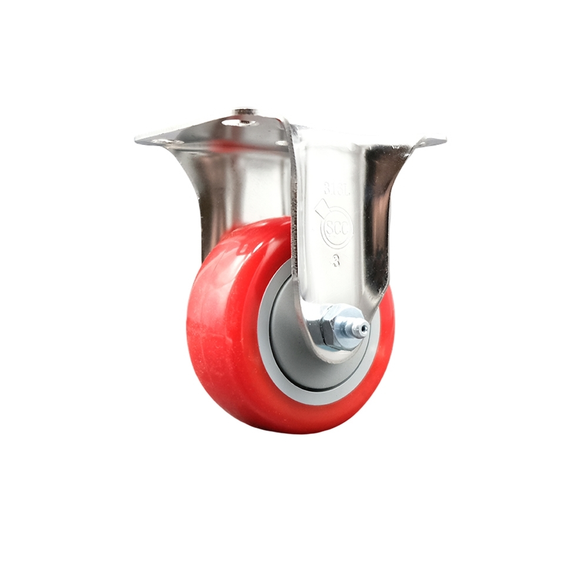 Service Caster, 3Inch x 1 1/4Inch Plate Caster, Wheel Diameter 3 in, Caster Type Rigid, Package (qty.) 1, Model SCC-SS31620R314-PPUB-RED