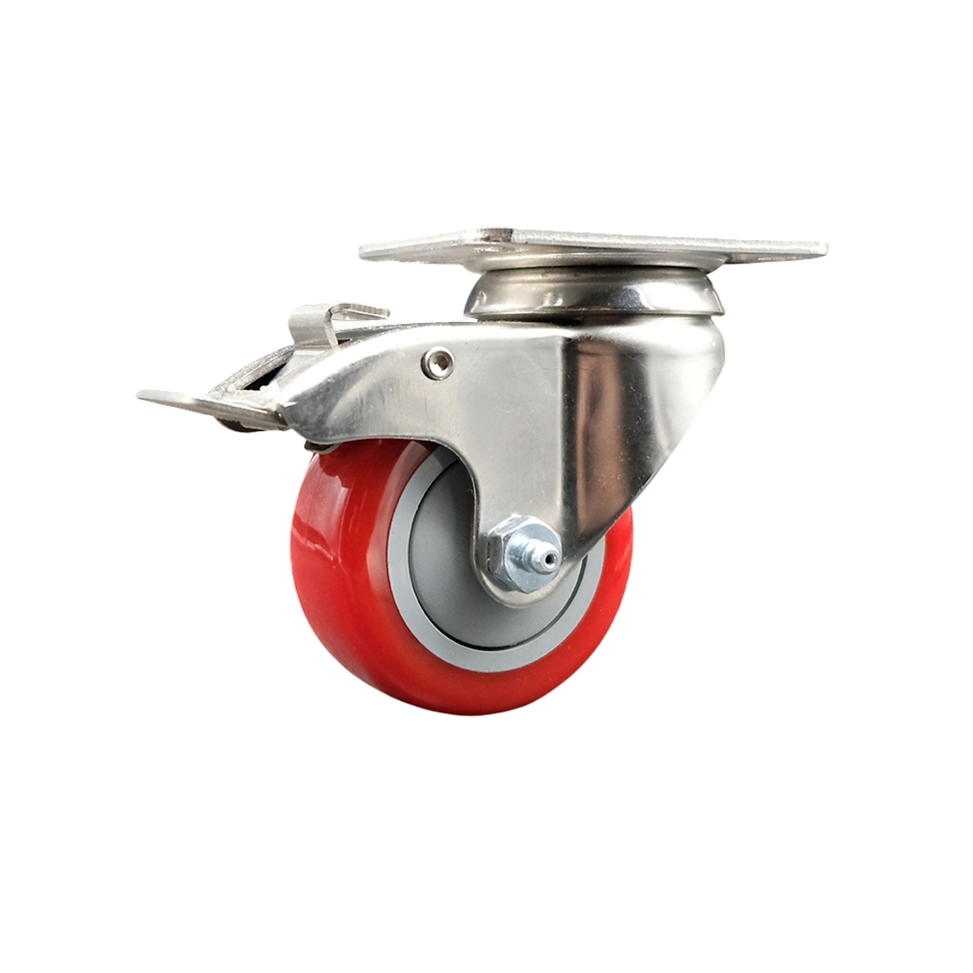 Service Caster, 3 1/2Inch x 1 1/4Inch Plate Caster, Wheel Diameter 3.5 in, Caster Type Swivel, Package (qty.) 1, Model SCC-SS316TTL20S3514-PPUB-RED