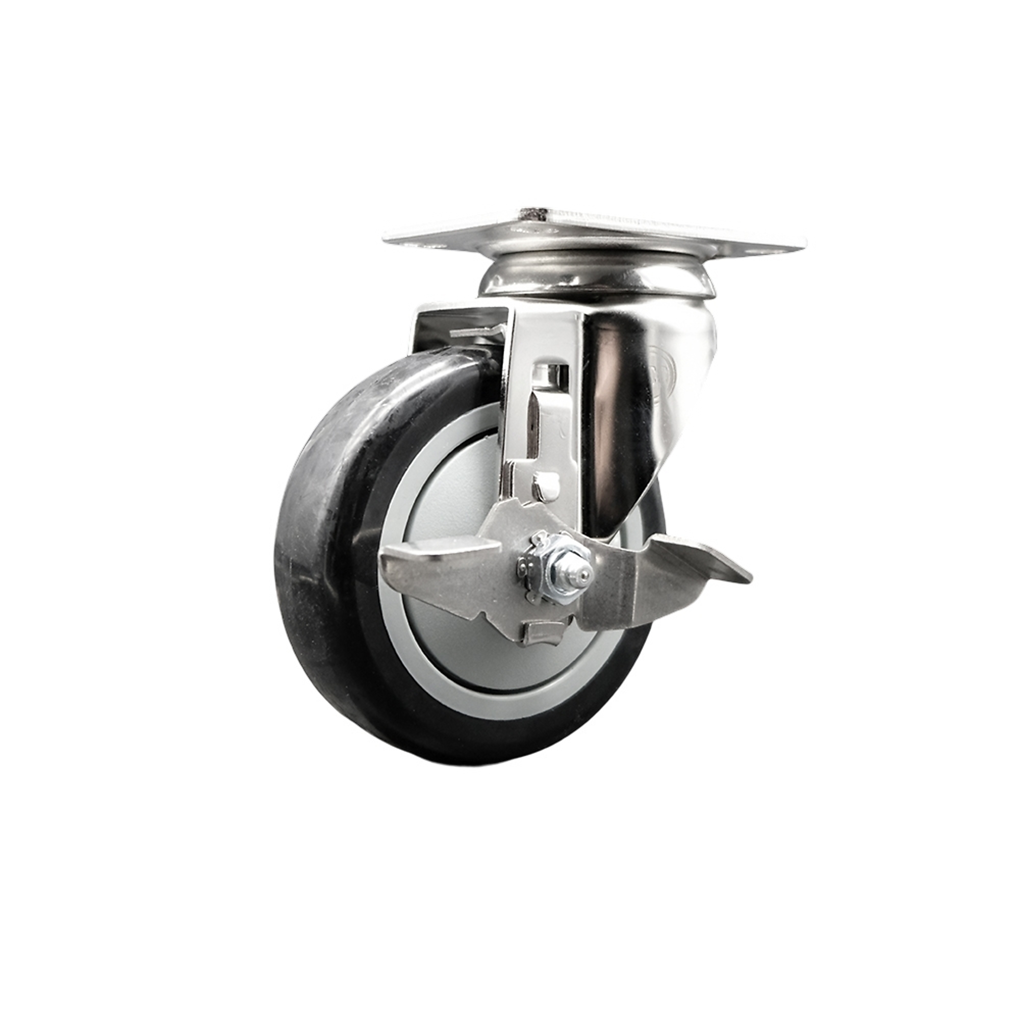 Service Caster, 4Inch x 1 1/4Inch Plate Caster, Wheel Diameter 4 in, Caster Type Swivel, Package (qty.) 1, Model SCC-SS31620S414-PPUB-BLK-TLB