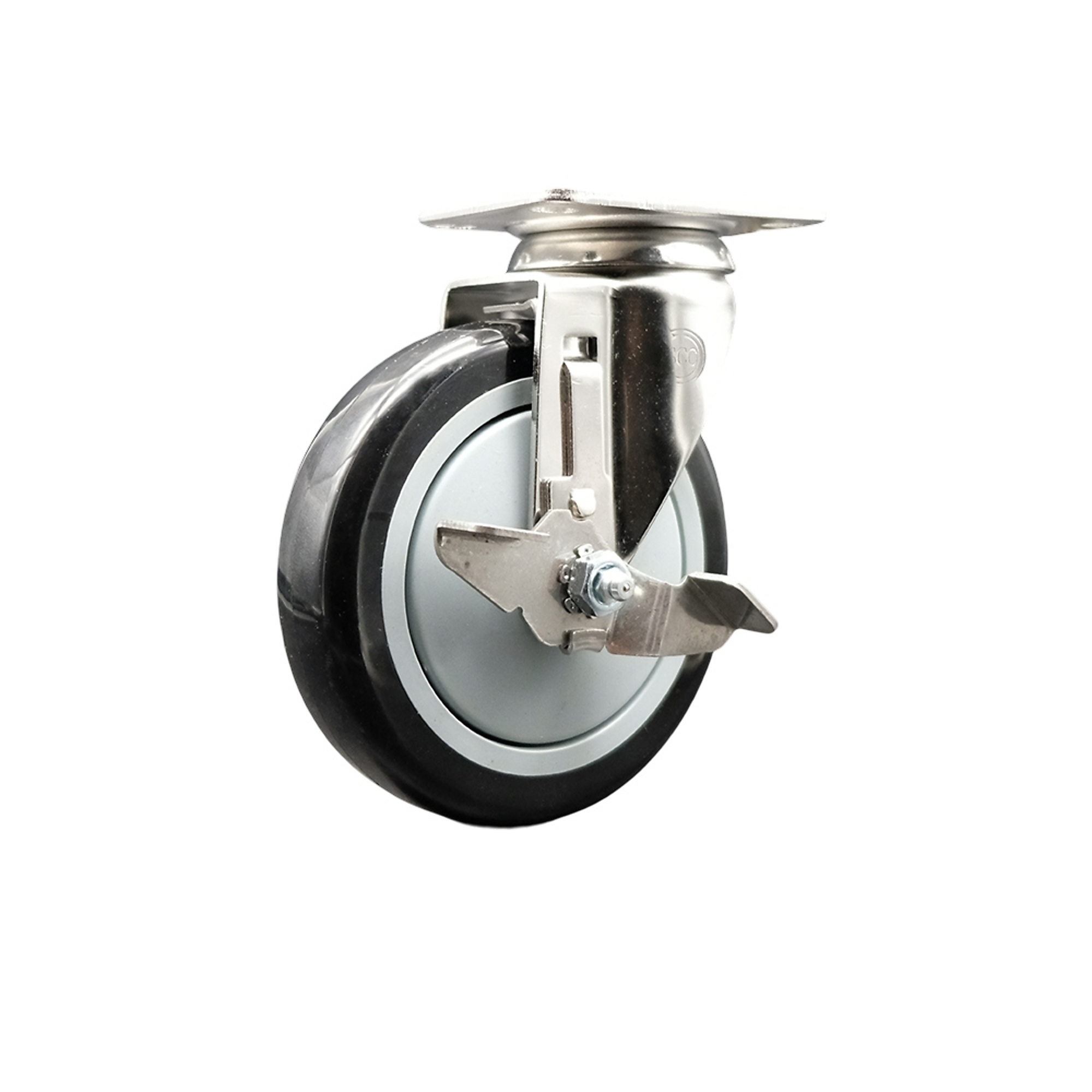 Service Caster, 5Inch x 1 1/4Inch Plate Caster, Wheel Diameter 5 in, Caster Type Swivel, Package (qty.) 1, Model SCC-SS31620S514-PPUB-BLK-TLB