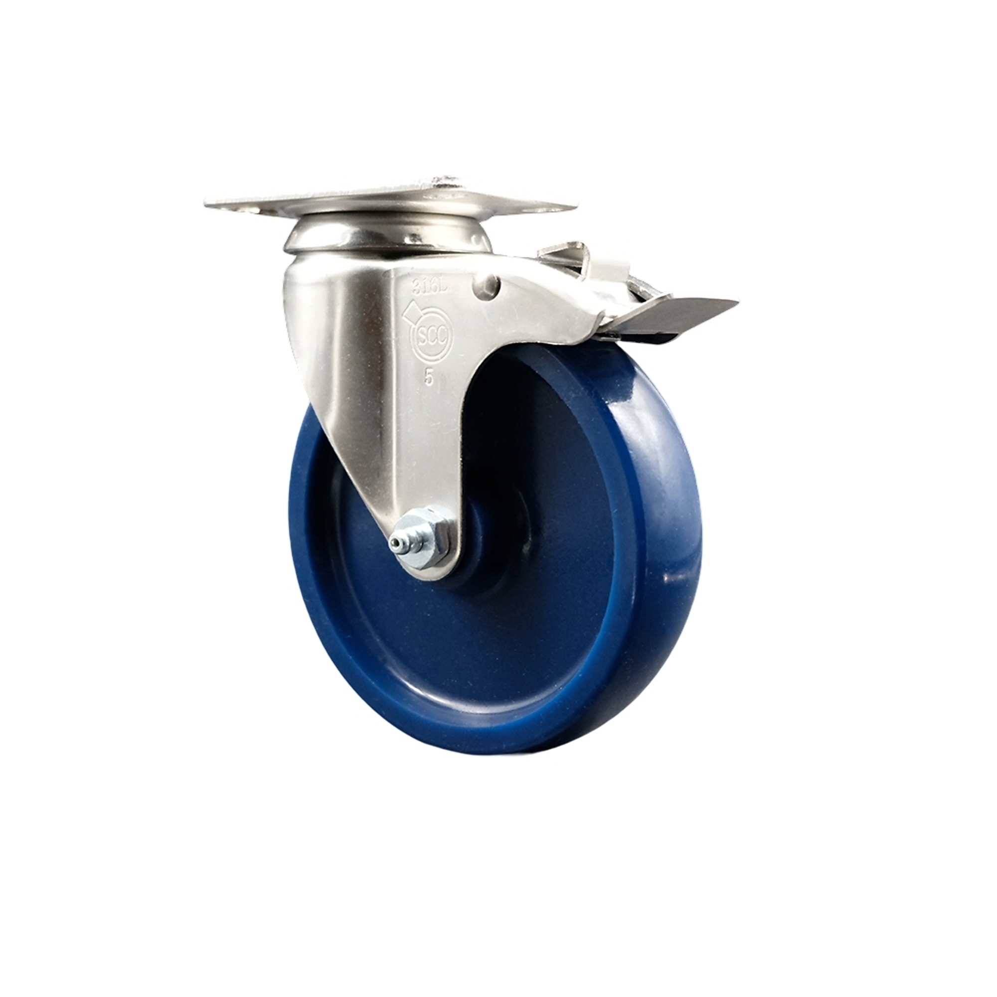 Service Caster, 5Inch x 1 1/4Inch Plate Caster, Wheel Diameter 5 in, Caster Type Swivel, Package (qty.) 1, Model SCC-SS316TTL20S514-SPUS