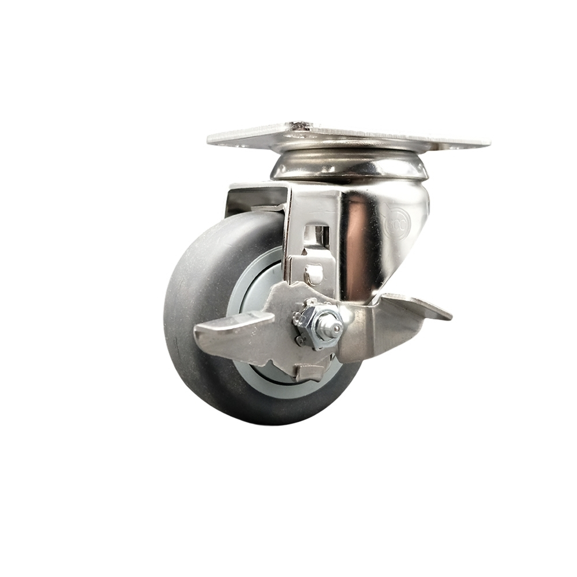 Service Caster, 3 1/2Inch x 1 1/4Inch Plate Caster, Wheel Diameter 3.5 in, Caster Type Swivel, Package (qty.) 1, Model SCC-SS31620S3514-TPRB-TLB