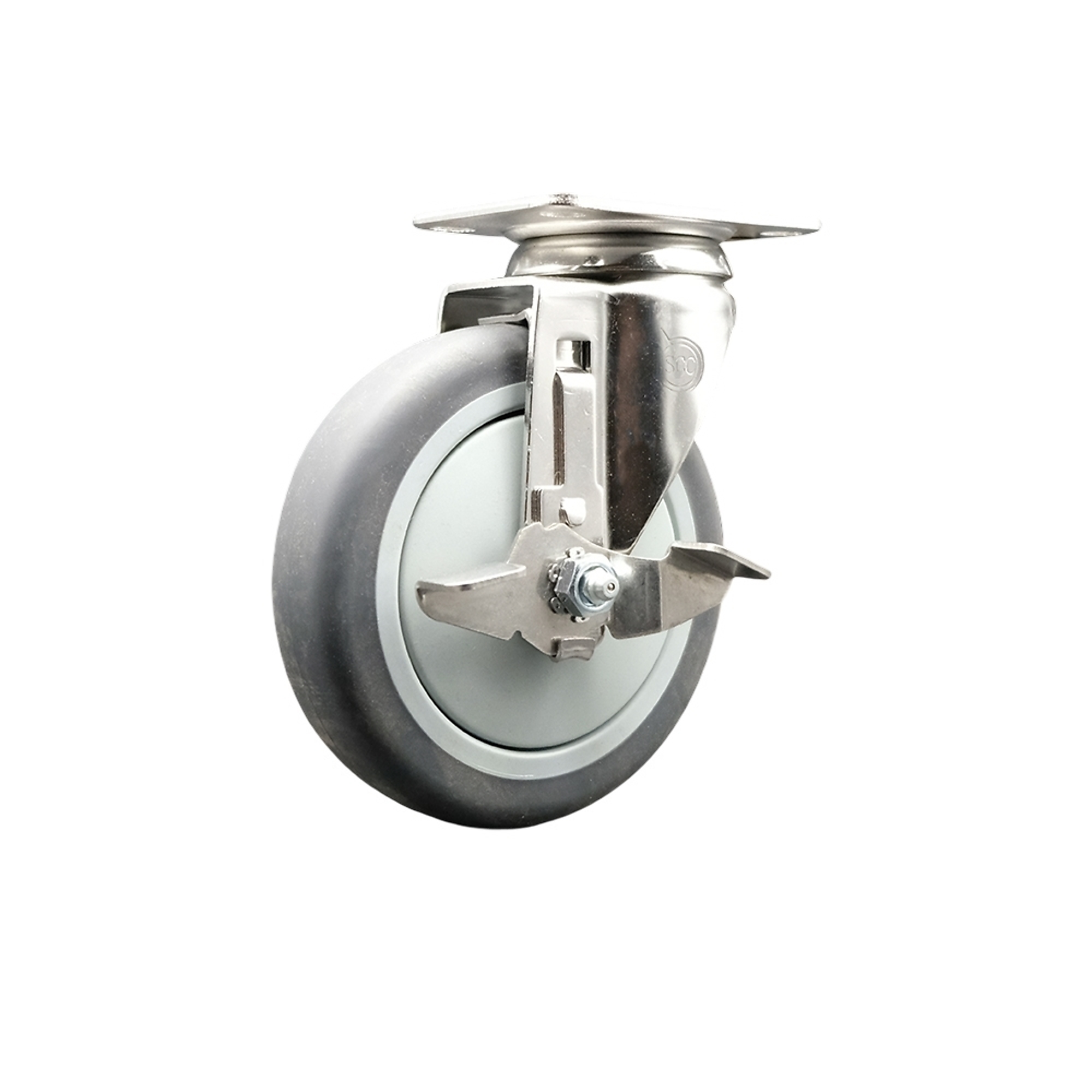 Service Caster, 5Inch x 1 1/4Inch Plate Caster, Wheel Diameter 5 in, Caster Type Swivel, Package (qty.) 1, Model SCC-SS31620S514-TPRB-TLB