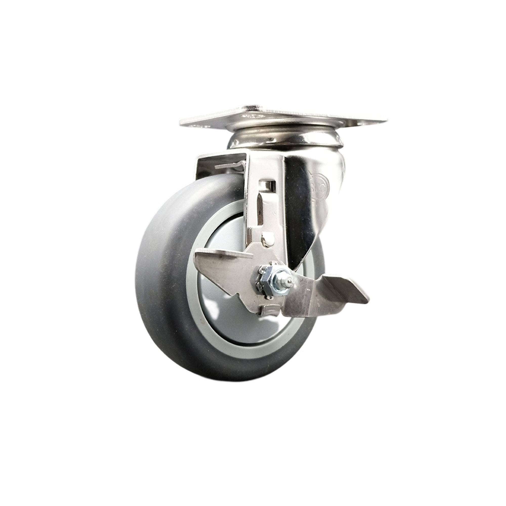 Service Caster, 4Inch x 1 1/4Inch Plate Caster, Wheel Diameter 4 in, Caster Type Swivel, Package (qty.) 1, Model SCC-SS31620S414-TPRB-TLB