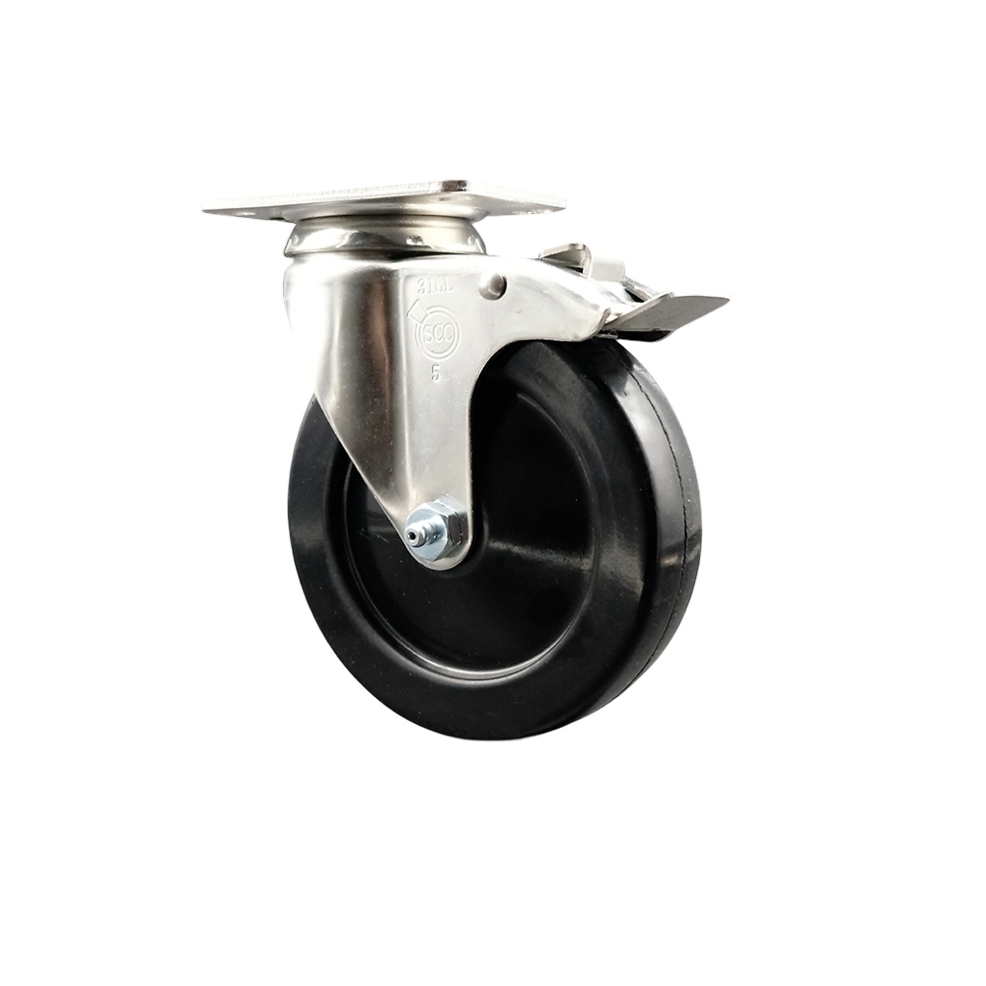 Service Caster, 3 1/2Inch x 1 1/4Inch Plate Caster, Wheel Diameter 3.5 in, Caster Type Swivel, Package (qty.) 1, Model SCC-SS316TTL20S3514-SRS