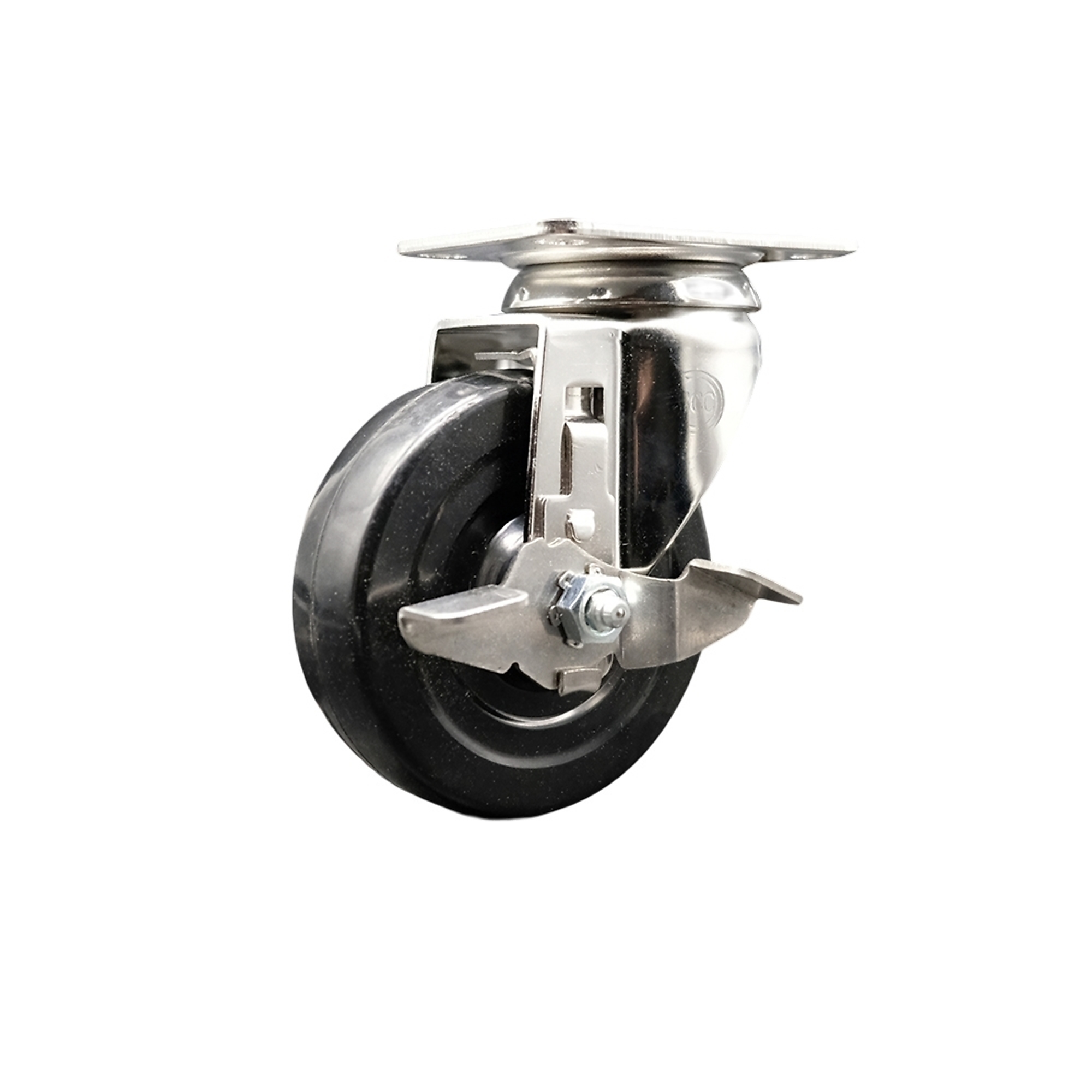 Service Caster, 4Inch x 1 1/4Inch Plate Caster, Wheel Diameter 4 in, Caster Type Swivel, Package (qty.) 1, Model SCC-SS31620S414-HRS-TLB