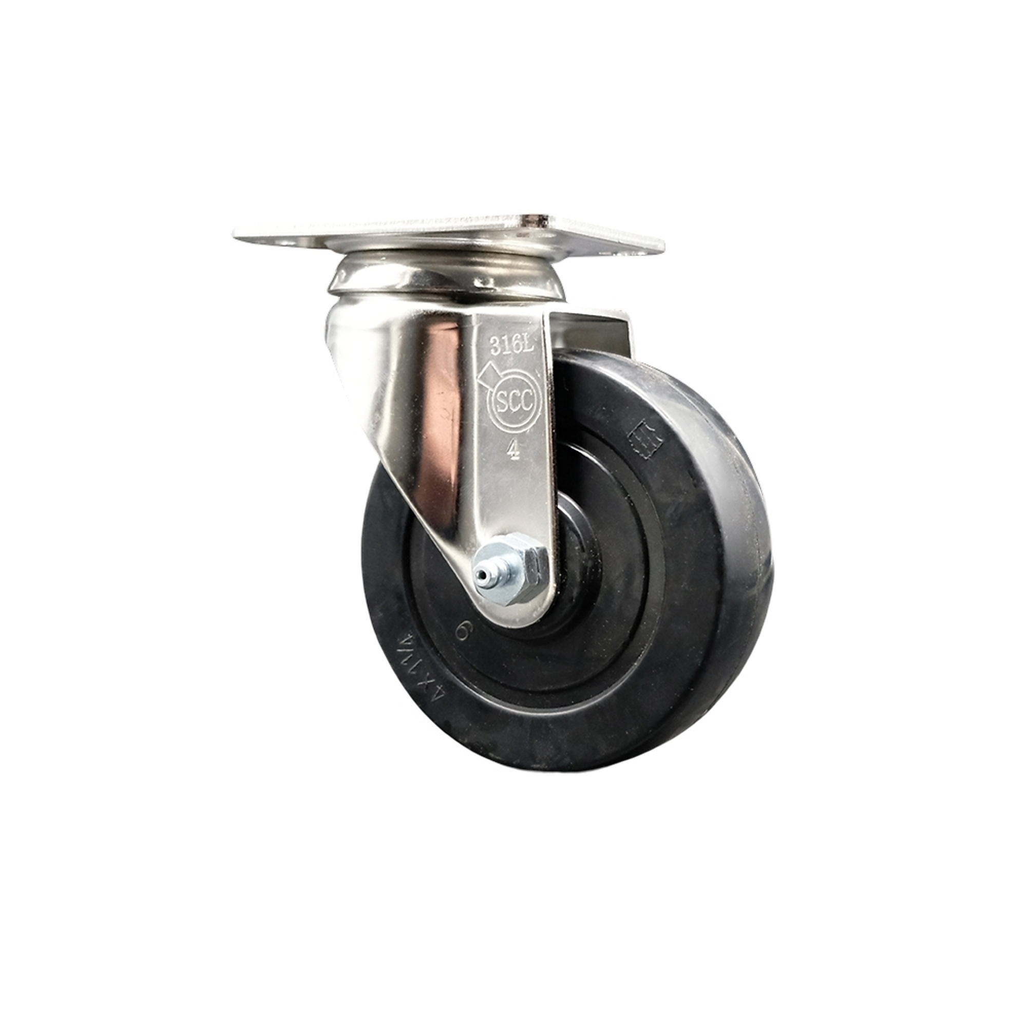 Service Caster, 4Inch x 1 1/4Inch Plate Caster, Wheel Diameter 4 in, Caster Type Swivel, Package (qty.) 1, Model SCC-SS31620S414-HRS