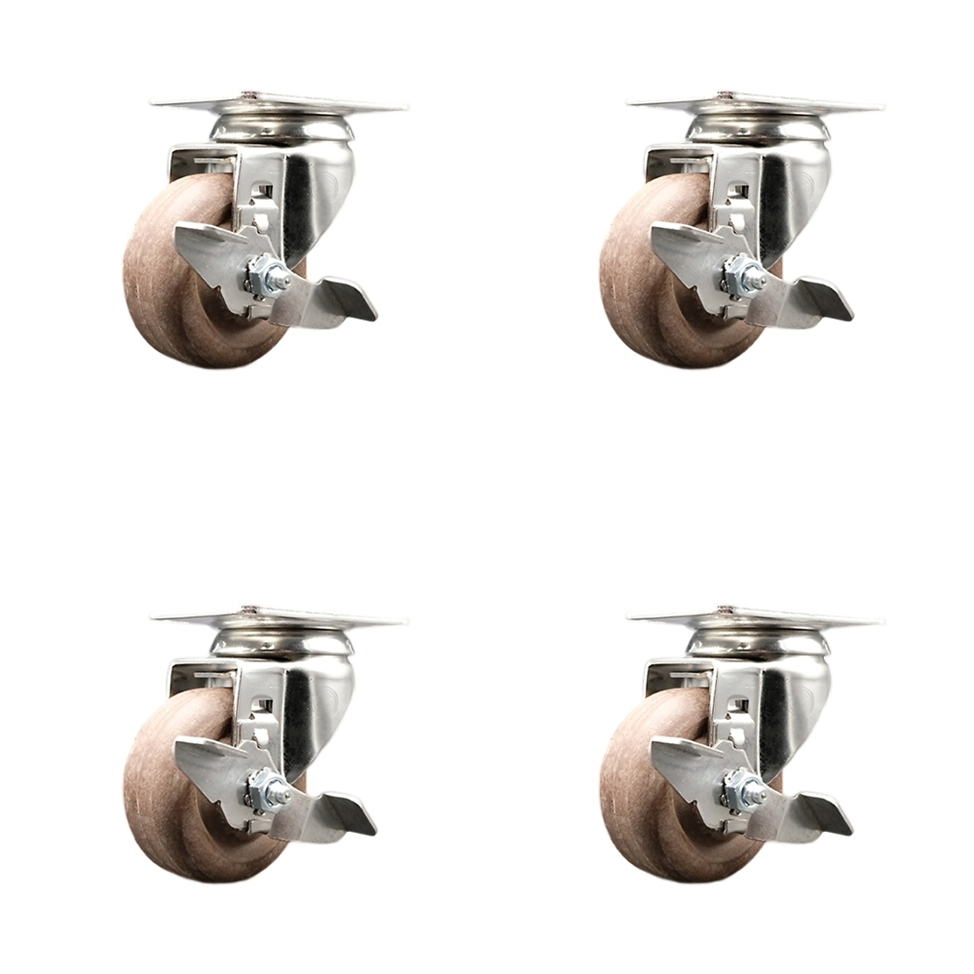 Service Caster, 3Inch x 1 1/4Inch Plate Casters, Wheel Diameter 3 in, Caster Type Swivel, Package (qty.) 4, Model SCC-SS31620S314-GFNSHT-TLB-4