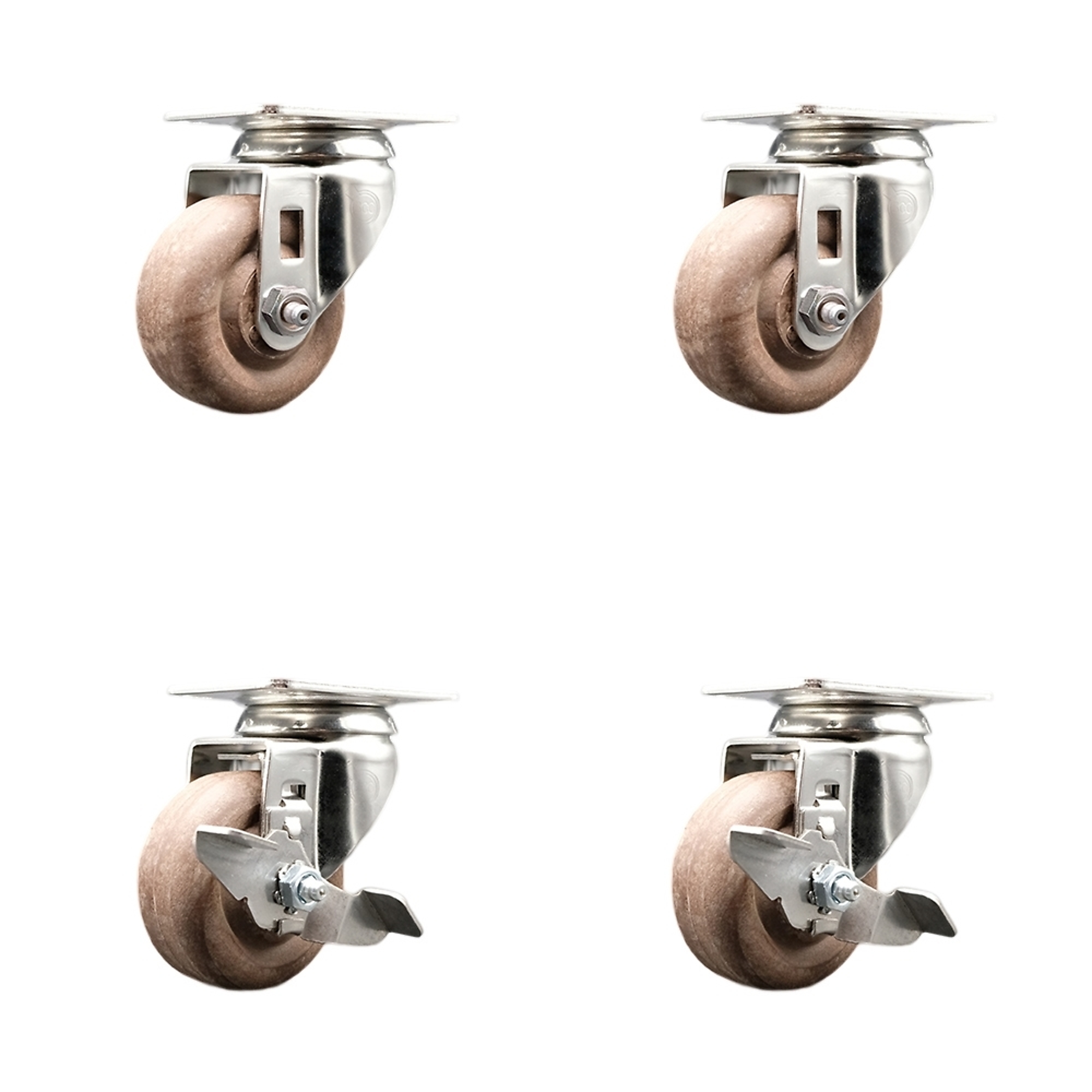 Service Caster, 3Inch x 1 1/4Inch Plate Casters, Wheel Diameter 3 in, Caster Type Swivel, Package (qty.) 4, Model SCC-SS31620S314-GFNSHT-2-TLB-2