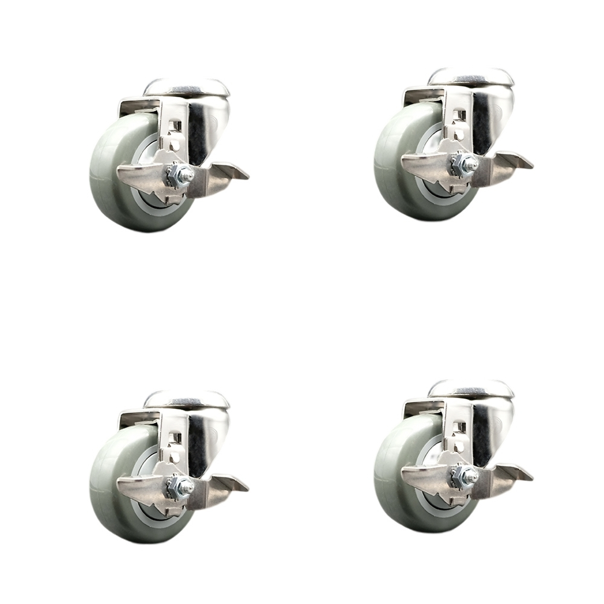 Service Caster, 3Inch x 1 1/4Inch Stem Casters, Wheel Diameter 3 in, Caster Type Swivel, Package (qty.) 4, Model SCC-SS316BH20S314-PPUB-TLB-4