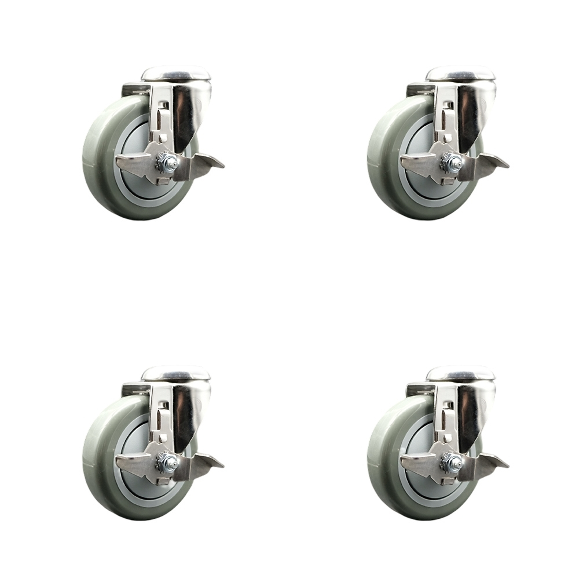 Service Caster, 4Inch x 1 1/4Inch Stem Casters, Wheel Diameter 4 in, Caster Type Swivel, Package (qty.) 4, Model SCC-SS316BH20S414-PPUB-TLB-4