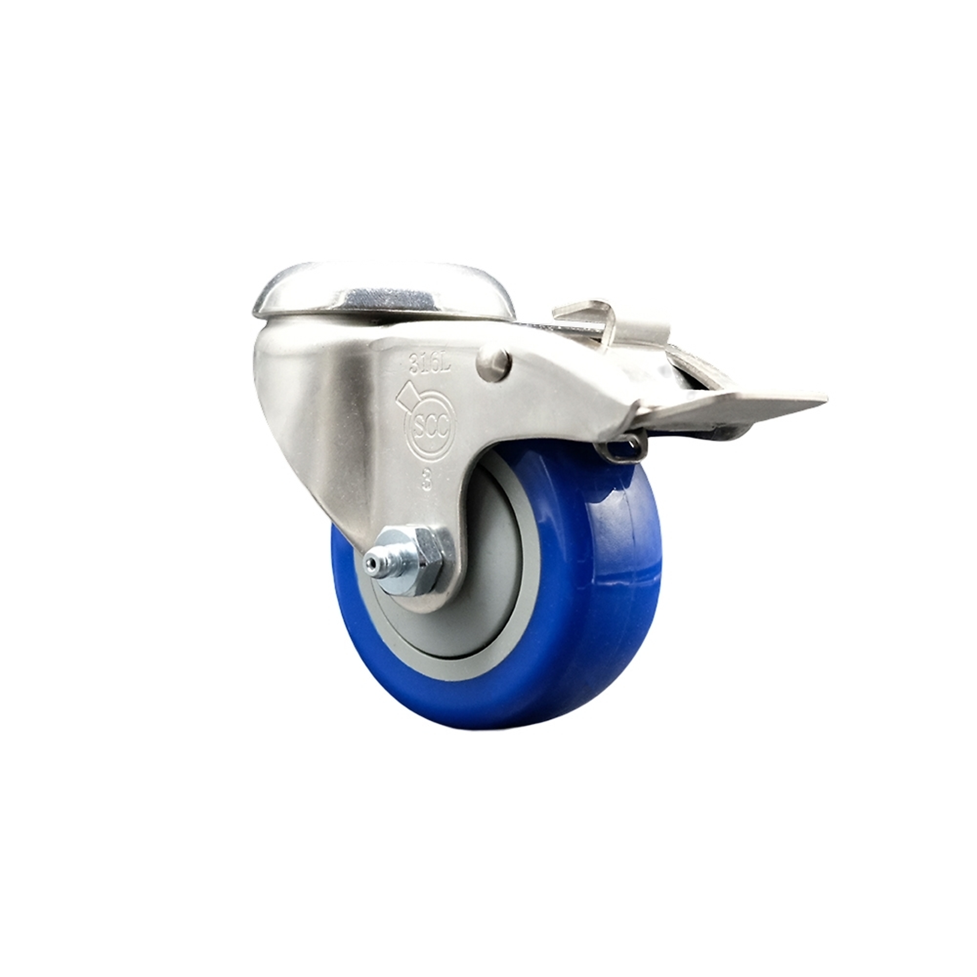 Service Caster, 3Inch x 1 1/4Inch Stem Caster, Wheel Diameter 3 in, Caster Type Swivel, Package (qty.) 1, Model SCC-SS316BHTTL20S314-PPUB-BLUE