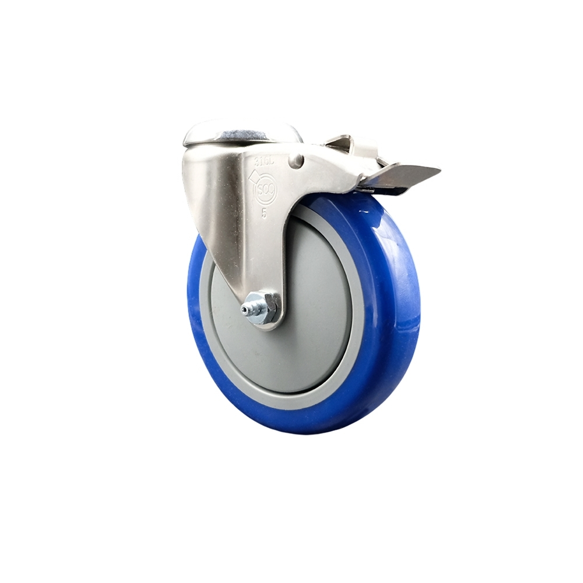 Service Caster, 5Inch x 1 1/4Inch Stem Caster, Wheel Diameter 5 in, Caster Type Swivel, Package (qty.) 1, Model SCC-SS316BHTTL20S514-PPUB-BLUE