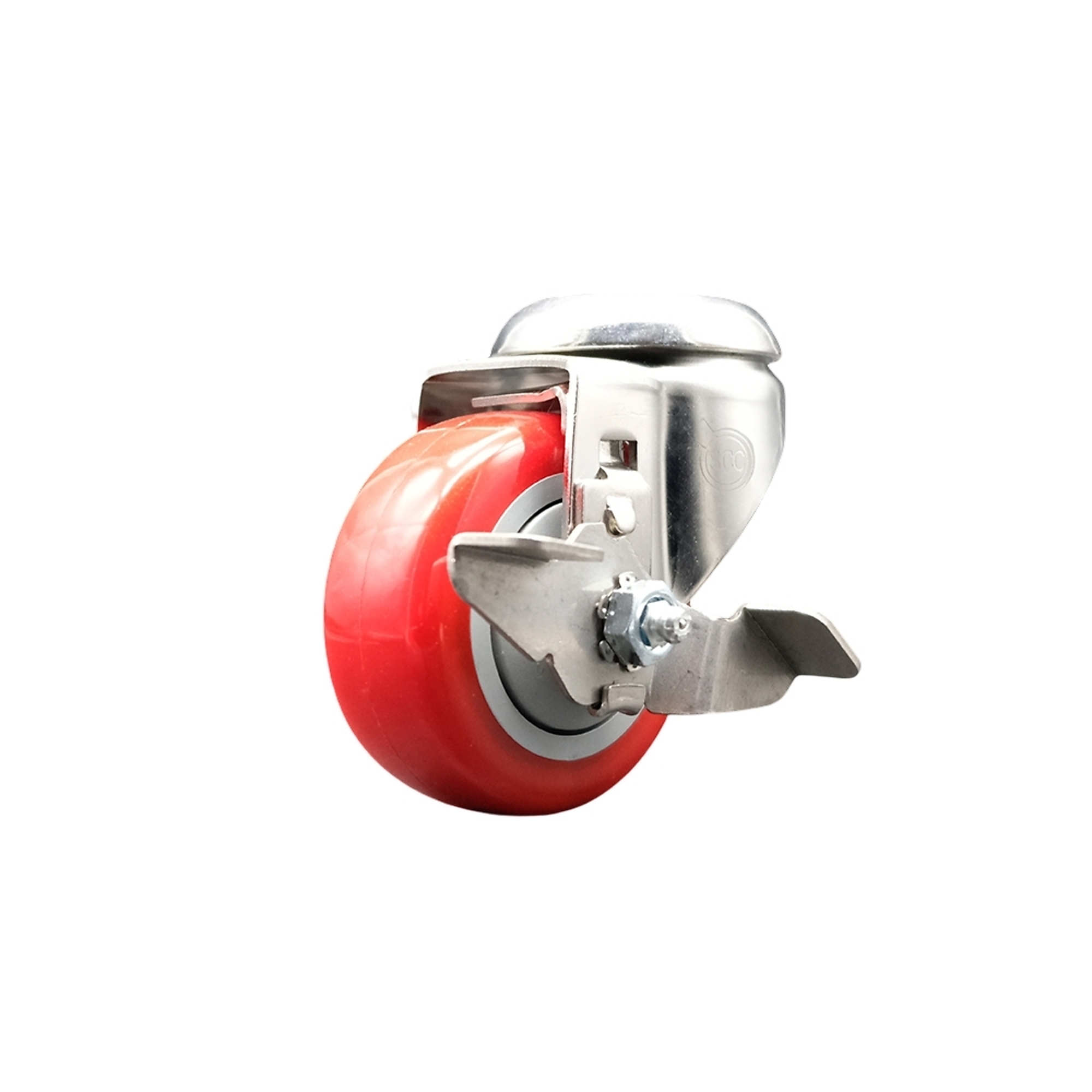 Service Caster, 3Inch x 1 1/4Inch Stem Caster, Wheel Diameter 3 in, Caster Type Swivel, Package (qty.) 1, Model SCC-SS316BH20S314-PPUB-RED-TLB