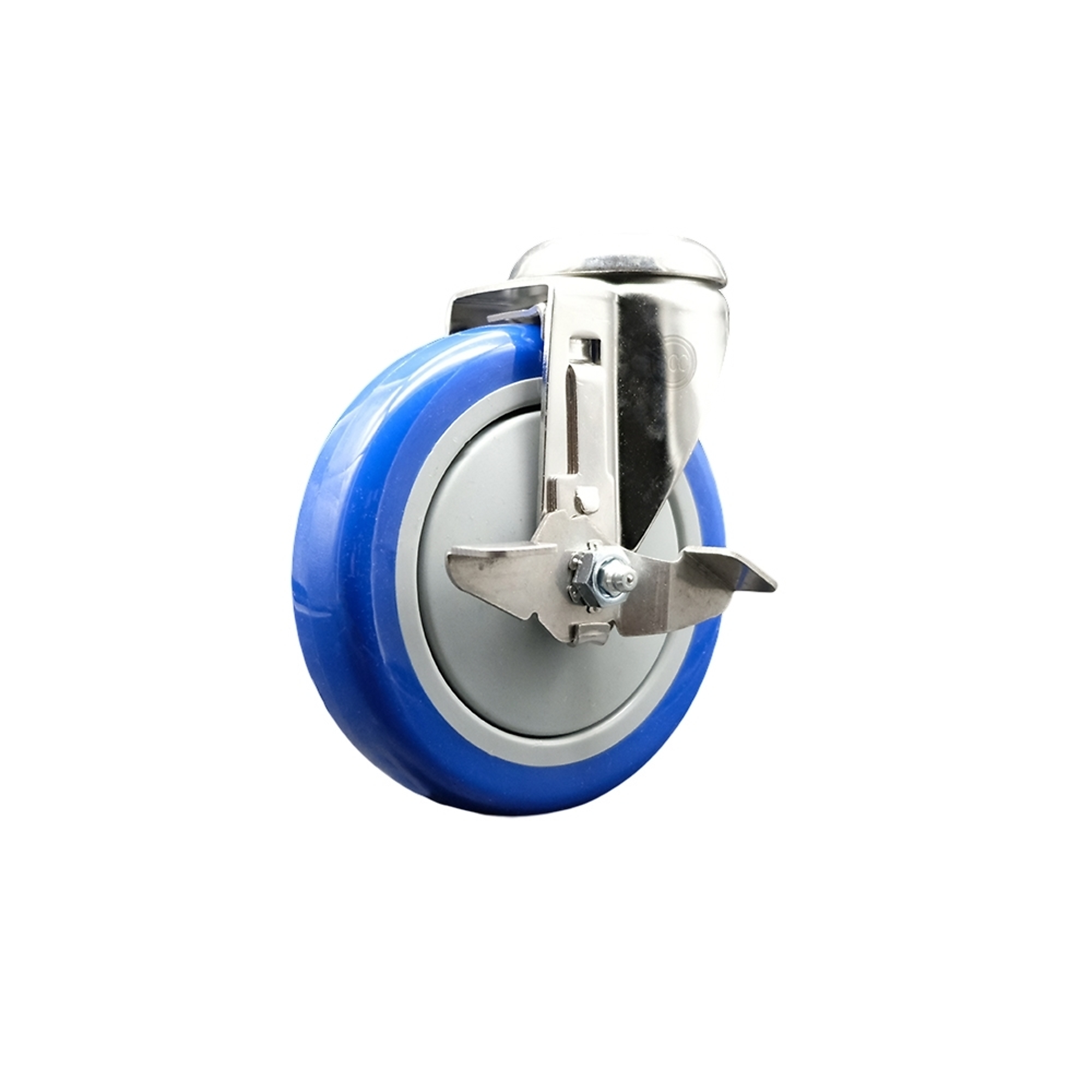 Service Caster, 5Inch x 1 1/4Inch Stem Caster, Wheel Diameter 5 in, Caster Type Swivel, Package (qty.) 1, Model SCC-SS316BH20S514-PPUB-BLUE-TLB