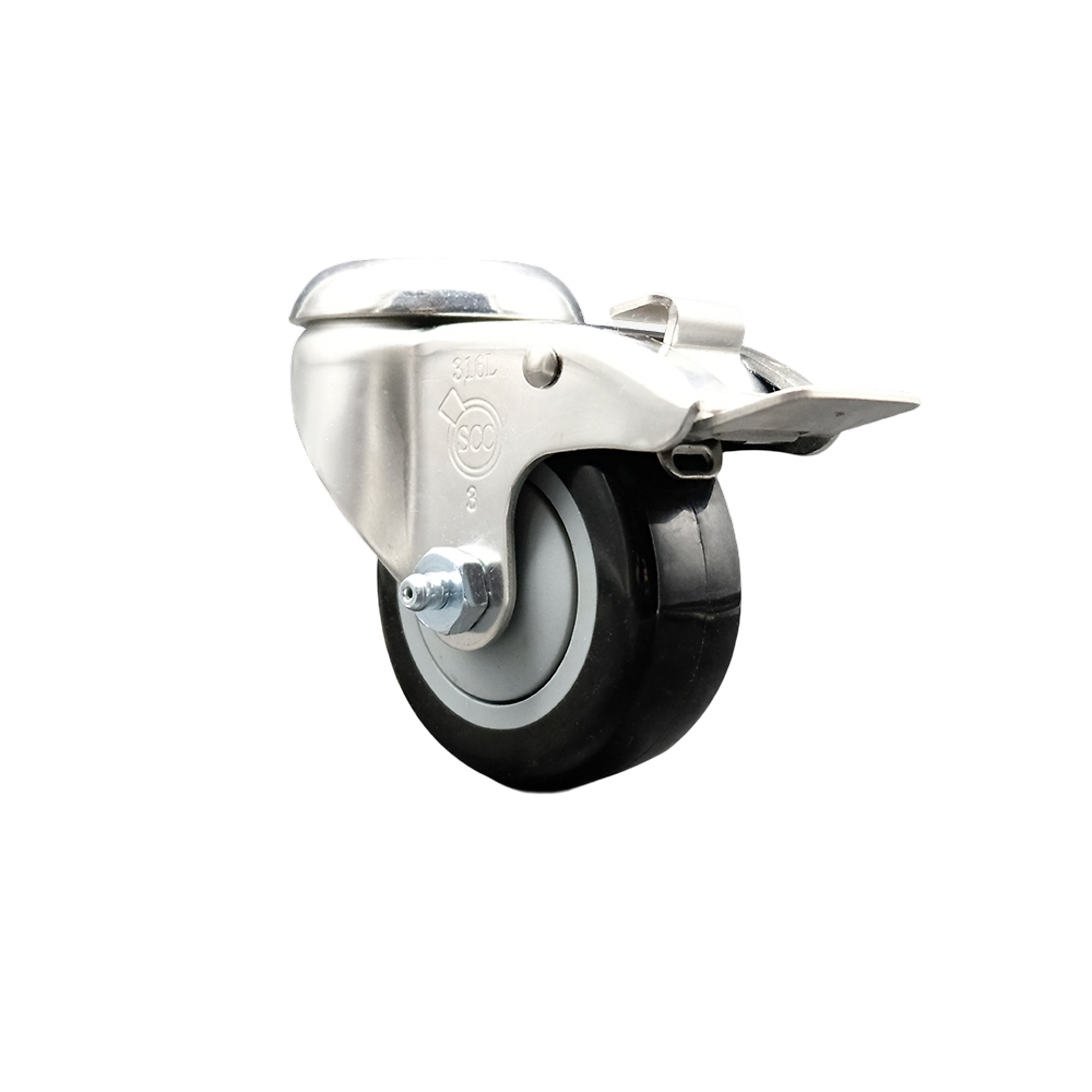 Service Caster, 3Inch x 1 1/4Inch Stem Caster, Wheel Diameter 3 in, Caster Type Swivel, Package (qty.) 1, Model SCC-SS316BHTTL20S314-PPUB-BLK