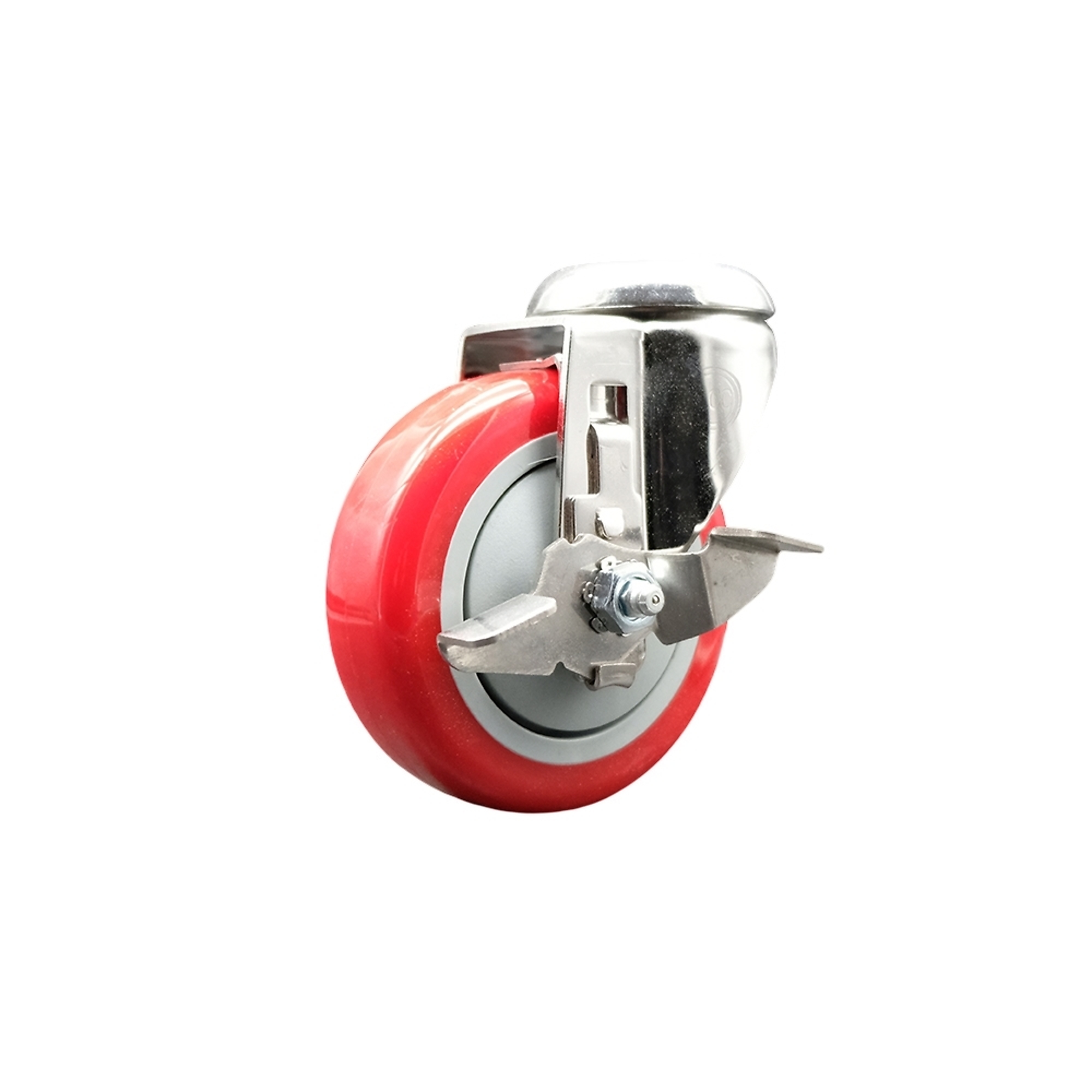 Service Caster, 4Inch x 1 1/4Inch Stem Caster, Wheel Diameter 4 in, Caster Type Swivel, Package (qty.) 1, Model SCC-SS316BH20S414-PPUB-RED-TLB