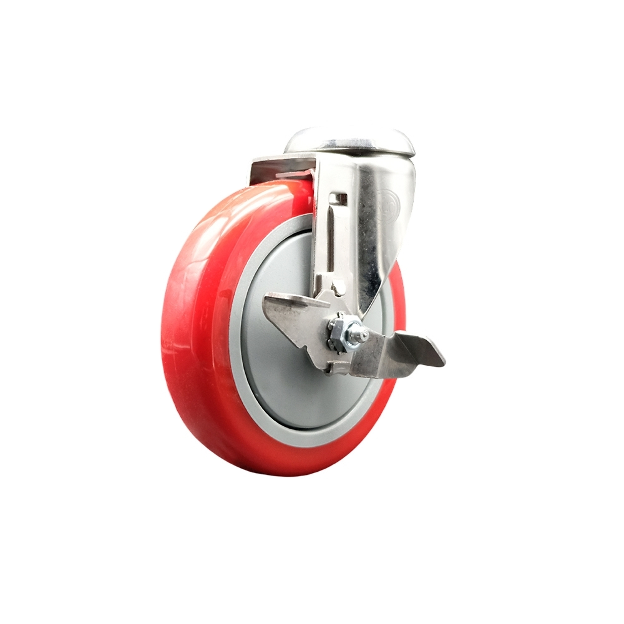 Service Caster, 5Inch x 1 1/4Inch Stem Caster, Wheel Diameter 5 in, Caster Type Swivel, Package (qty.) 1, Model SCC-SS316BH20S514-PPUB-RED-TLB