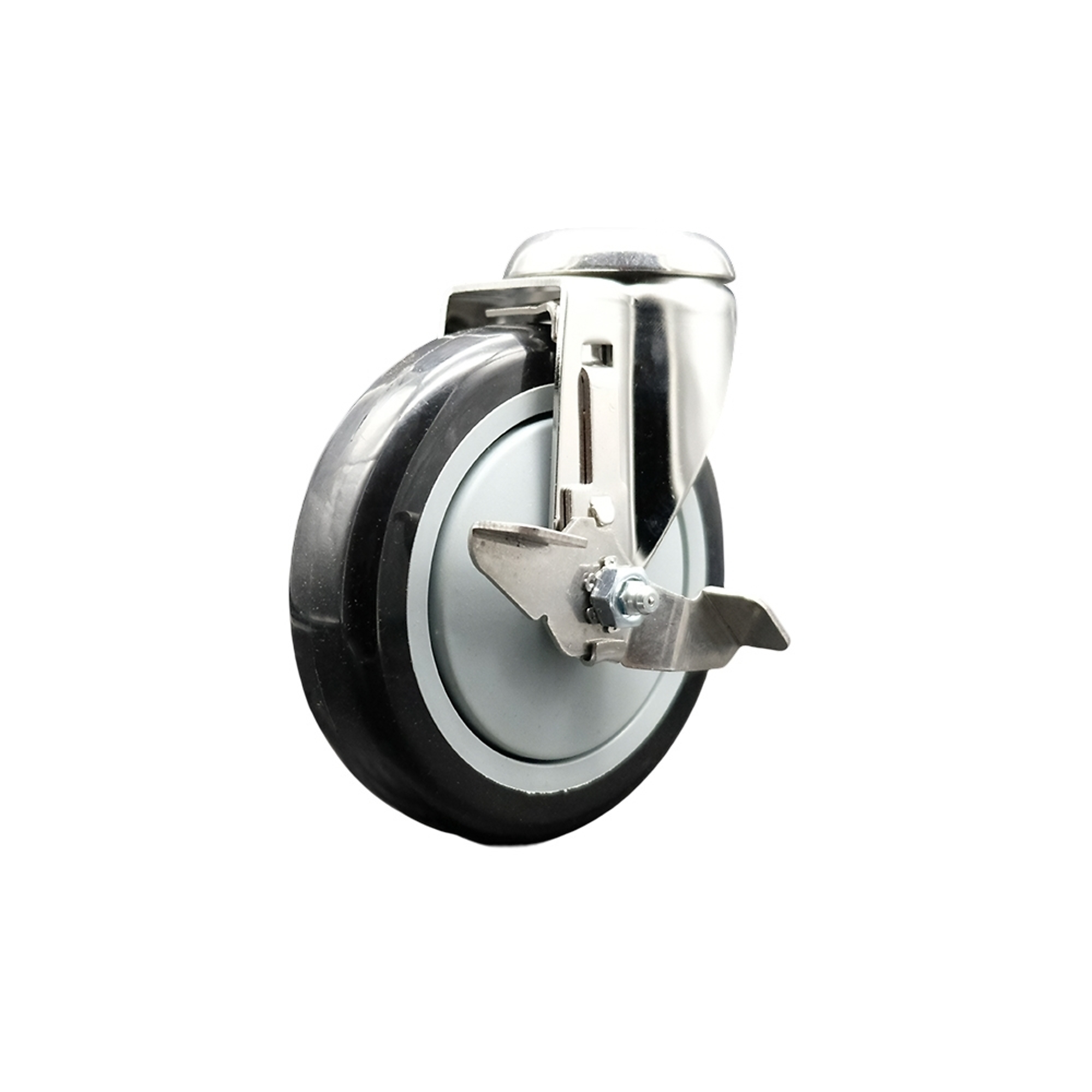 Service Caster, 5Inch x 1 1/4Inch Stem Caster, Wheel Diameter 5 in, Caster Type Swivel, Package (qty.) 1, Model SCC-SS316BH20S514-PPUB-BLK-TLB