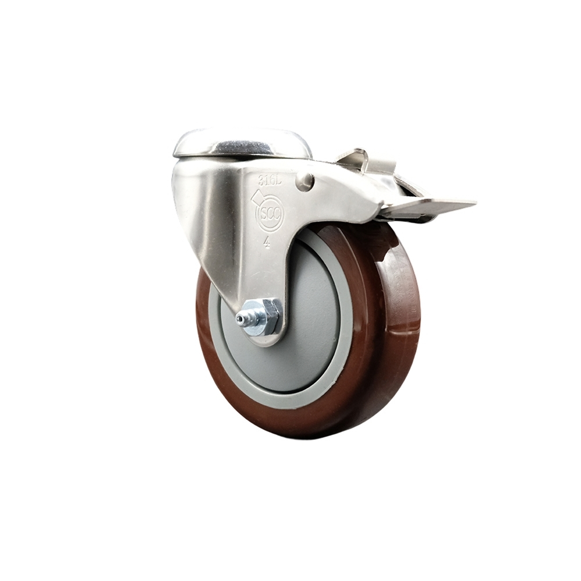 Service Caster, 4Inch x 1 1/4Inch Stem Caster, Wheel Diameter 4 in, Caster Type Swivel, Package (qty.) 1, Model SCC-SS316BHTTL20S414-PPUB-MRN