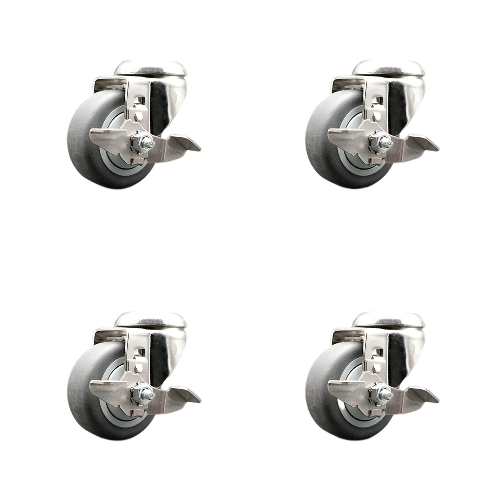 Service Caster, 3Inch x 1 1/4Inch Stem Casters, Wheel Diameter 3 in, Caster Type Swivel, Package (qty.) 4, Model SCC-SS316BH20S314-TPRB-TLB-4