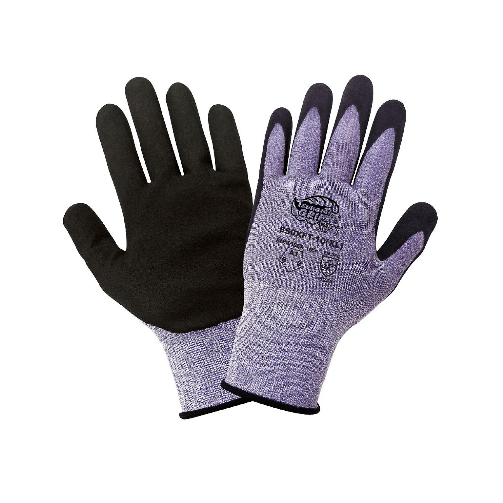 Global Glove Tsunami Grip , Purple, Black Nitrile Coat, Cut Resist A1 Gloves - 12 Pairs, Size S, Color Purple/Black, Included (qty.) 12 Model 550XFT-7