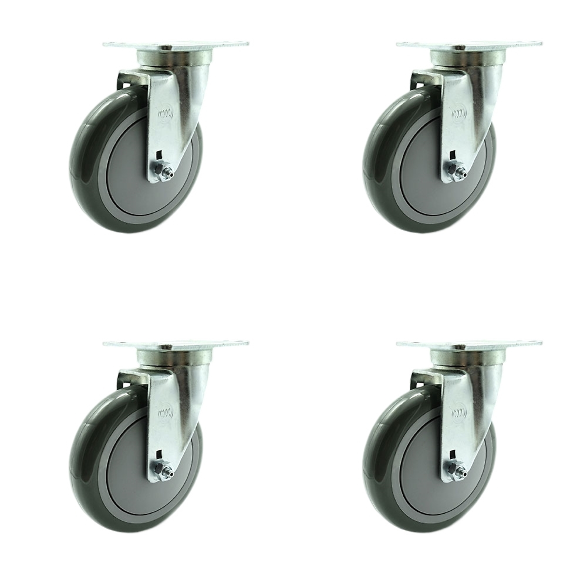 Service Caster, 5Inch x 1 1/4Inch Plate Casters, Wheel Diameter 5 in, Caster Type Swivel, Package (qty.) 4, Model SCC-20S514-PPUB-TPU1-4