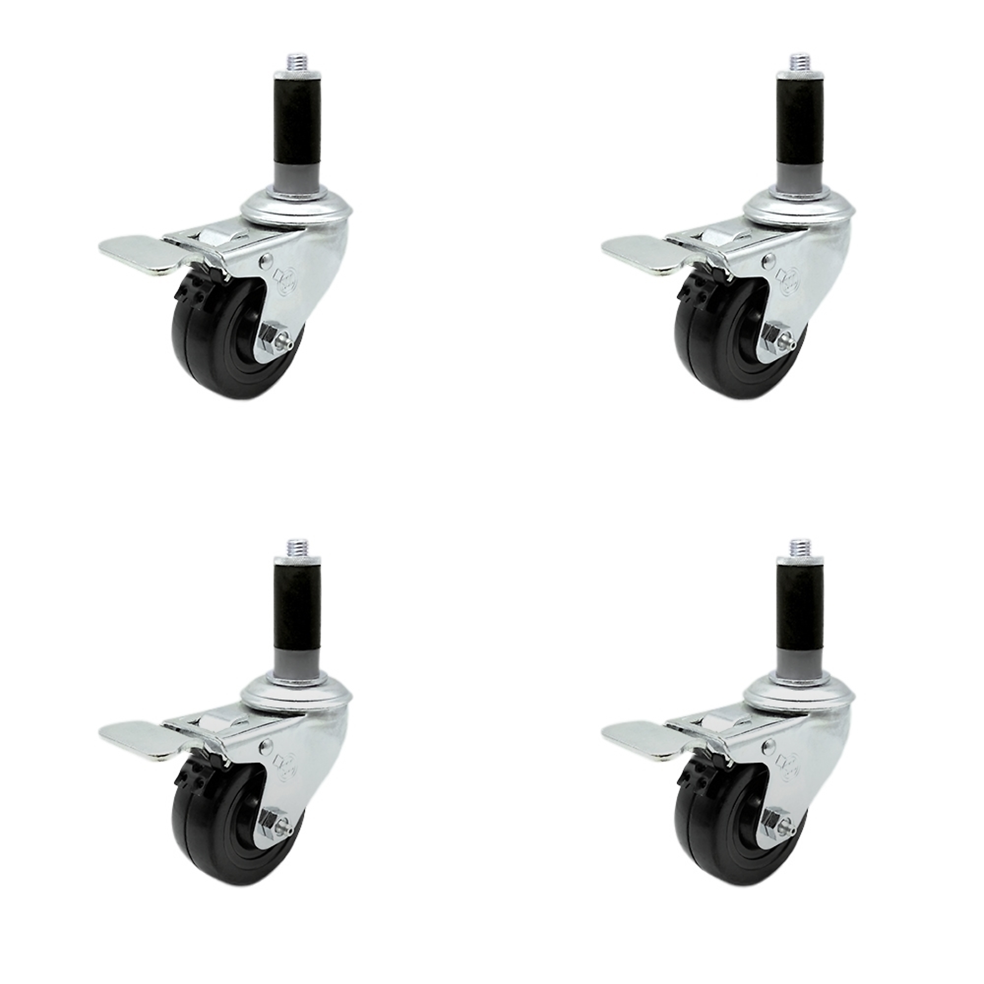 Service Caster, 3Inch x 1 1/4Inch Stem Casters, Wheel Diameter 3 in, Caster Type Swivel, Package (qty.) 4, Model SCC-SSTTLEX20S314-HRS-MTG42-4