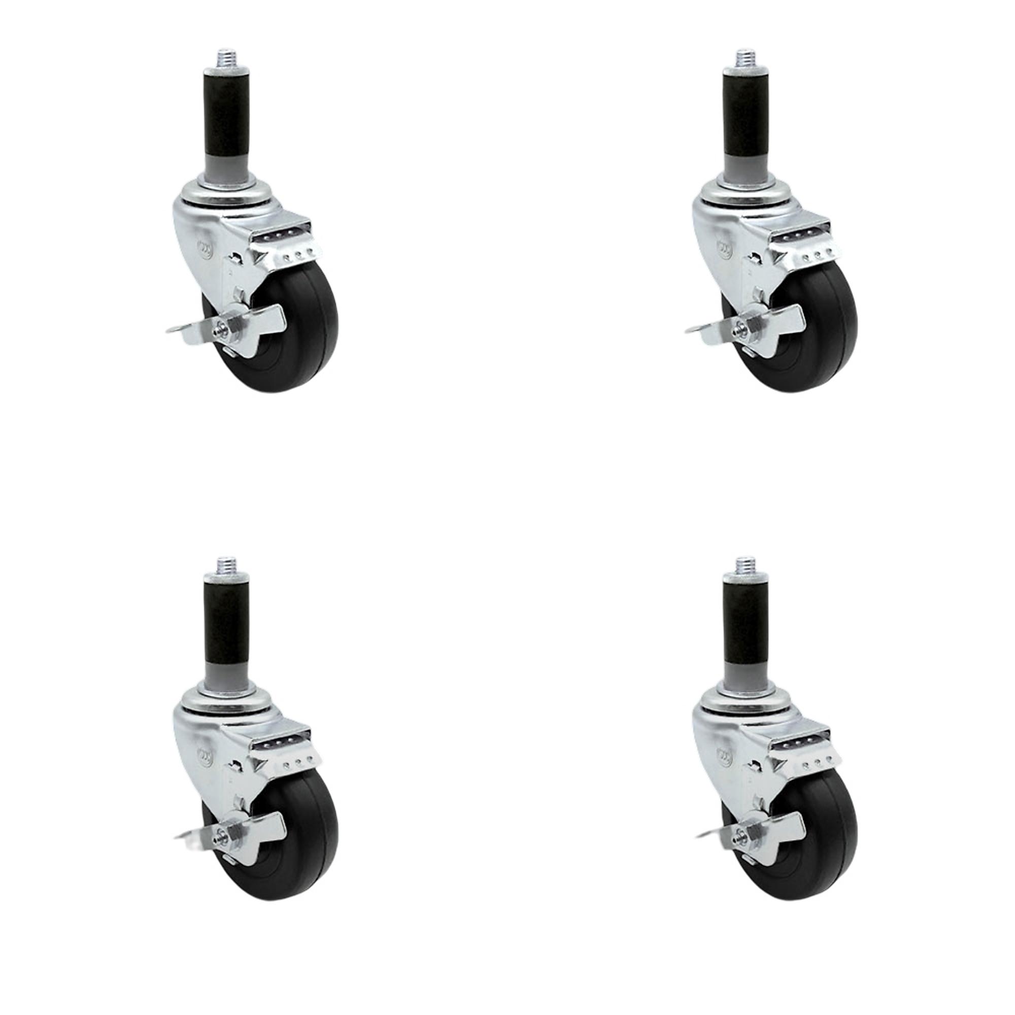 Service Caster, 3Inch x 1 1/4Inch Stem Casters, Wheel Diameter 3 in, Caster Type Swivel, Package (qty.) 4, Model SCC-SSEX20S314-HRS-TLB-MTG42-4