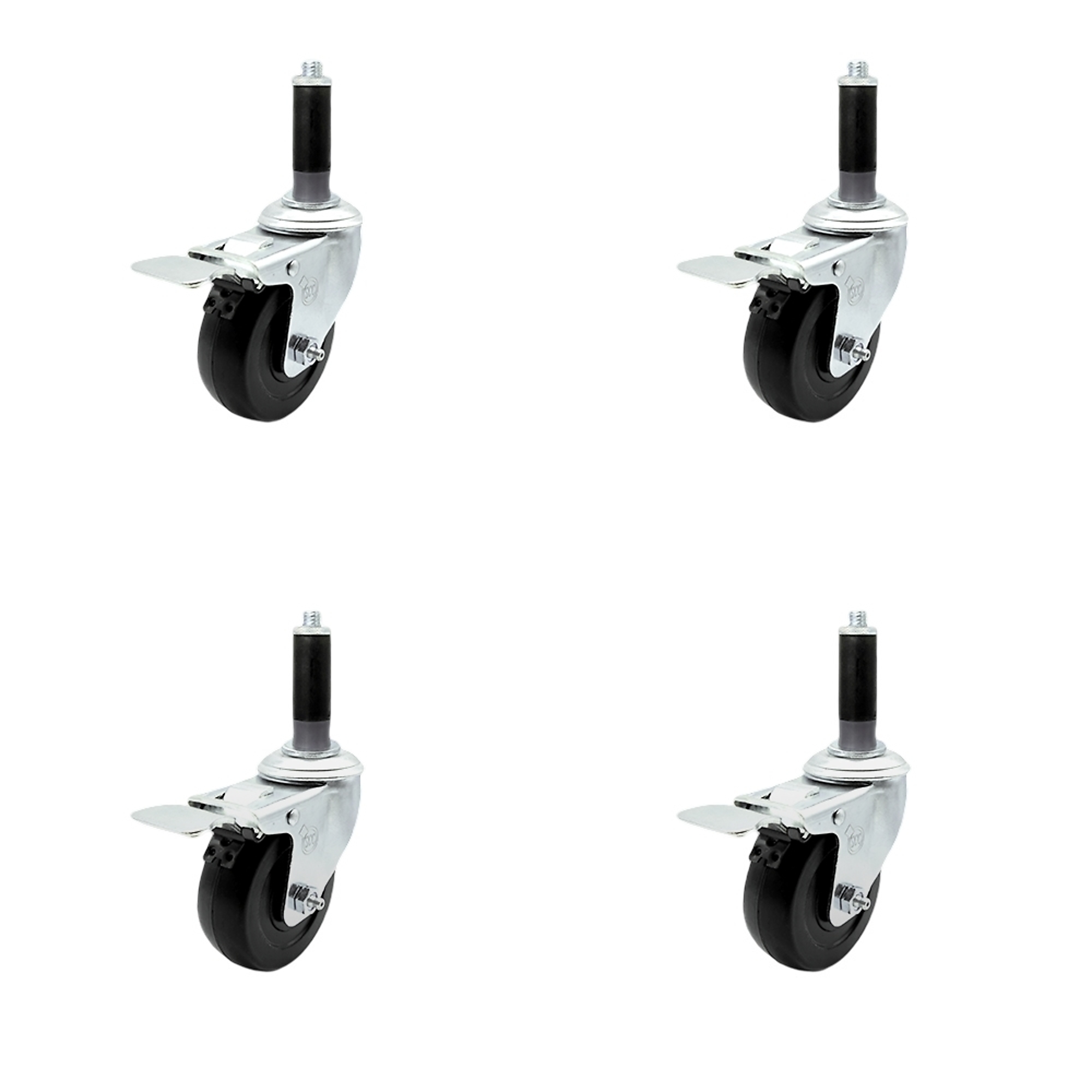 Service Caster, 4Inch x 1 1/4Inch Stem Casters, Wheel Diameter 4 in, Caster Type Swivel, Package (qty.) 4, Model SCC-SSTTLEX20S414-HRS-MTG41-4