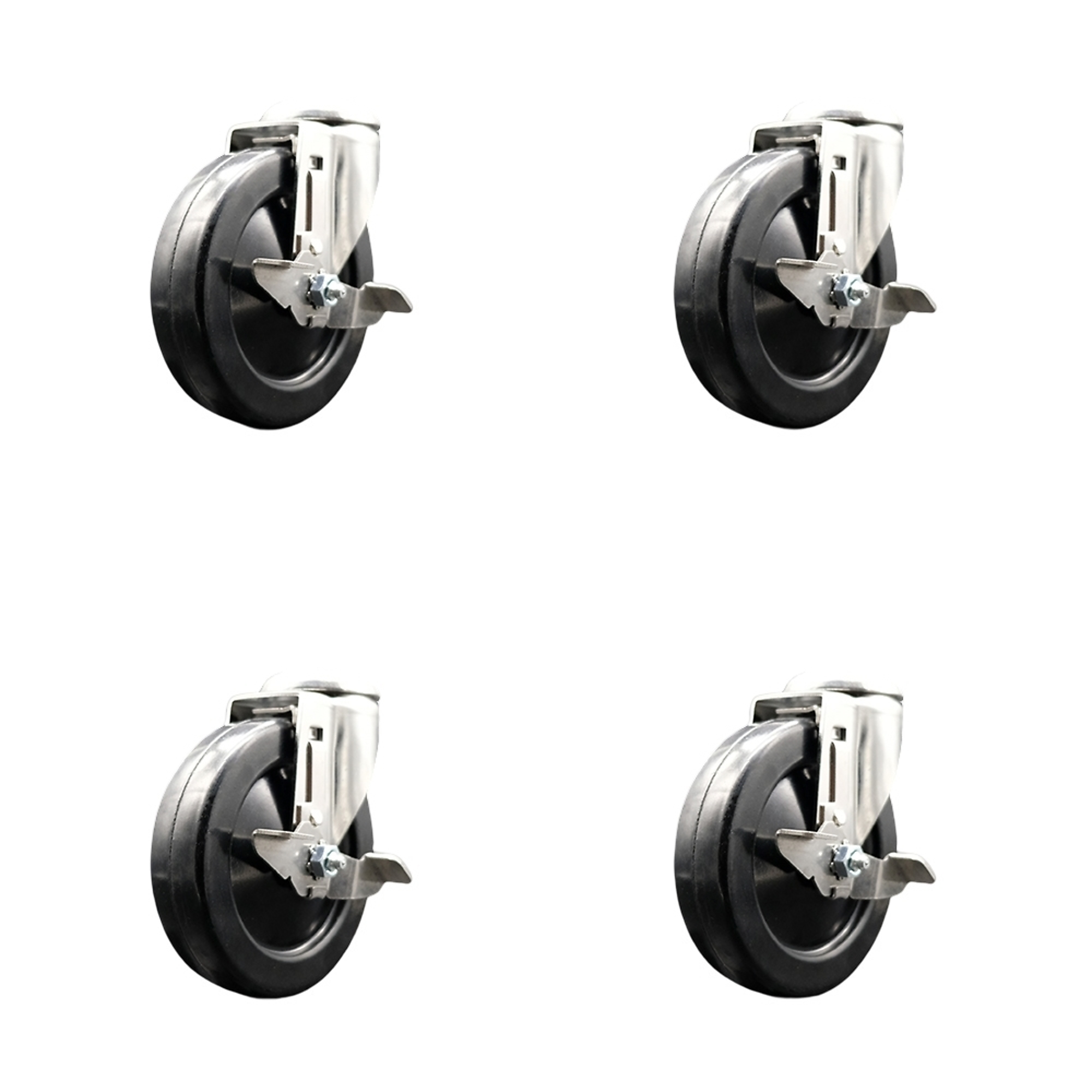 Service Caster, 5Inch x 1 1/4Inch Stem Casters, Wheel Diameter 5 in, Caster Type Swivel, Package (qty.) 4, Model SCC-SS316BH20S514-HRS-TLB-4