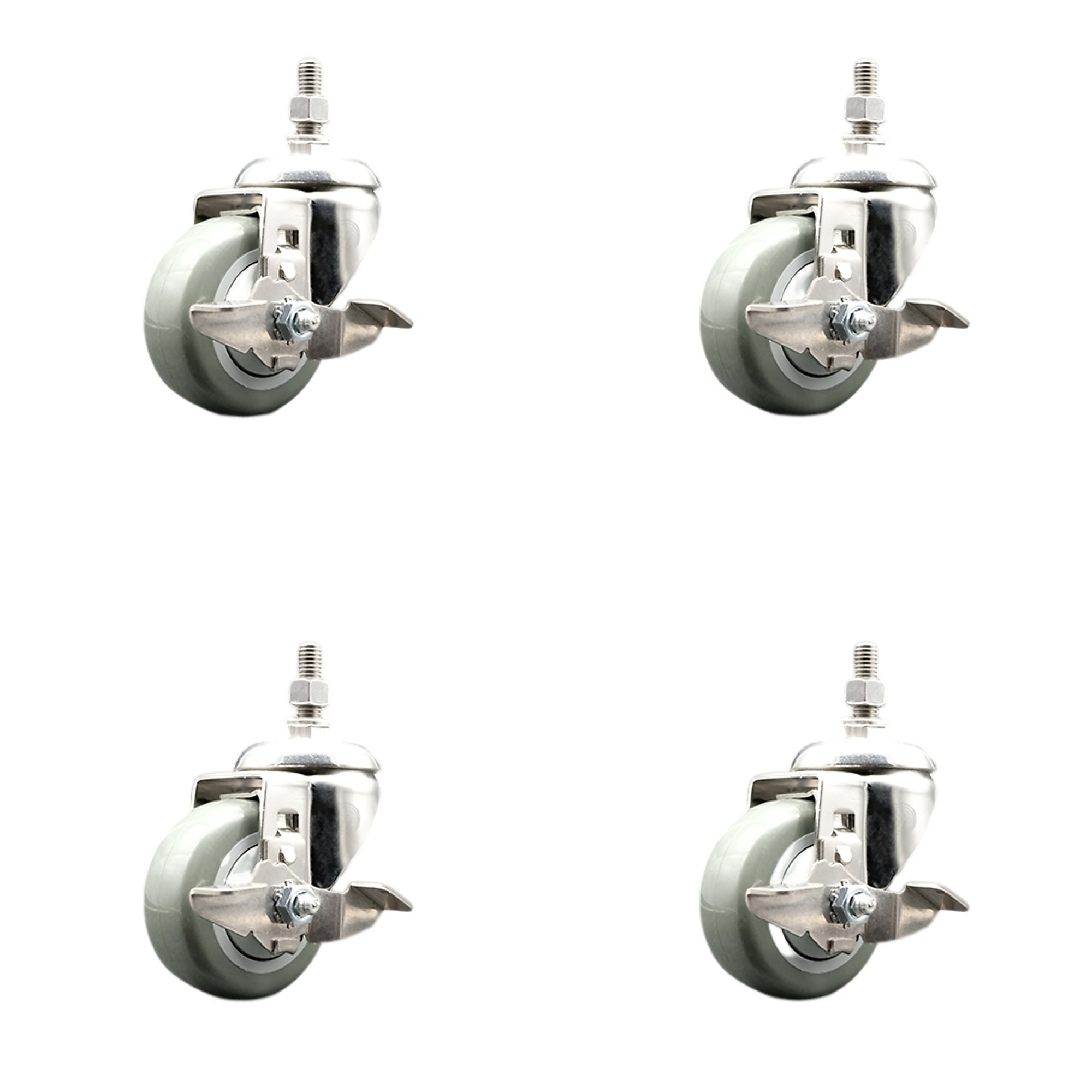 Service Caster, 3Inch x 1 1/4Inch Stem Casters, Wheel Diameter 3 in, Caster Type Swivel, Package (qty.) 4, Model SCC-SS316TS20S314-PPUB-TLB-121315-4