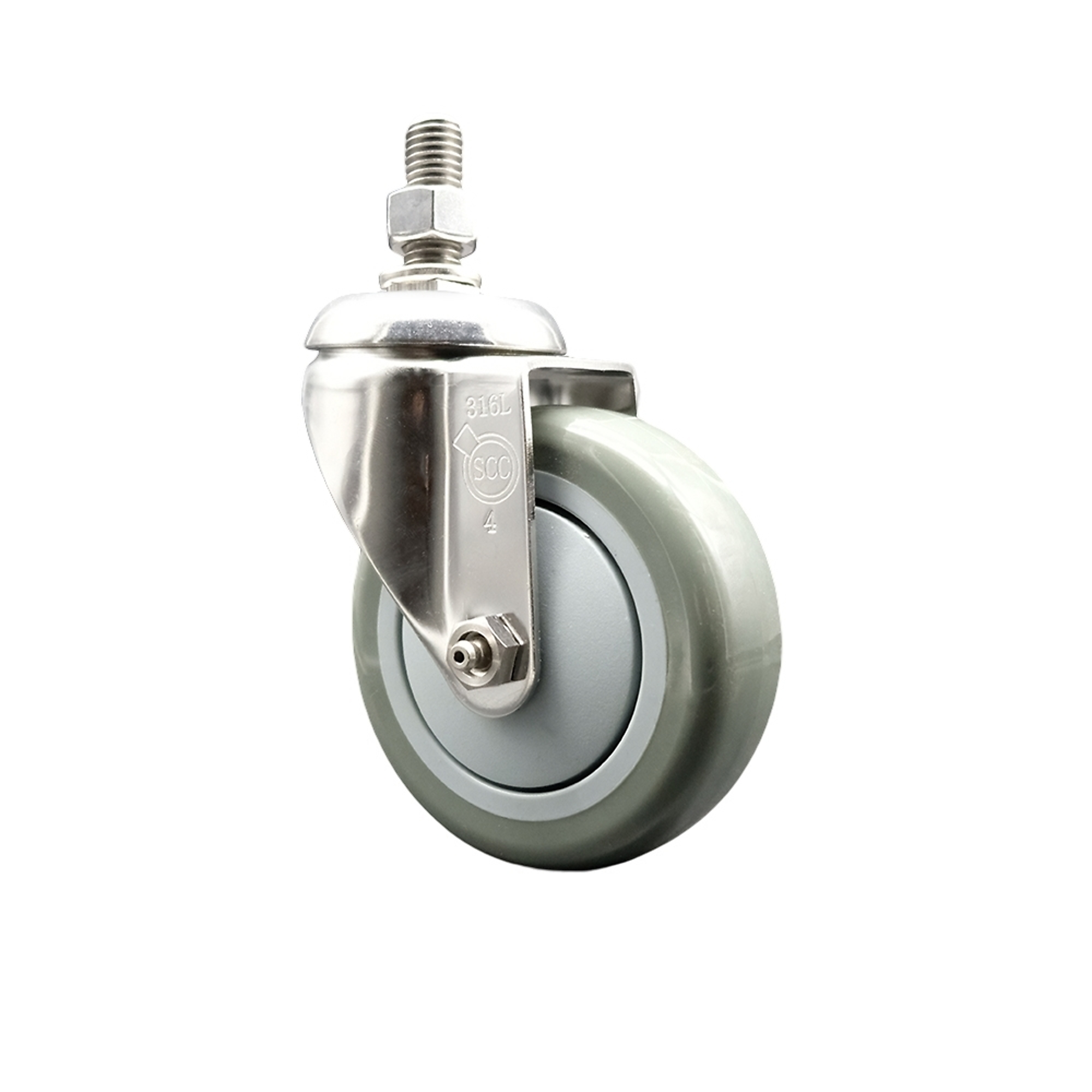 Service Caster, 4Inch x 1 1/4Inch Stem Caster, Wheel Diameter 4 in, Caster Type Swivel, Package (qty.) 1, Model SCC-SS316TS20S414-PPUB-121315