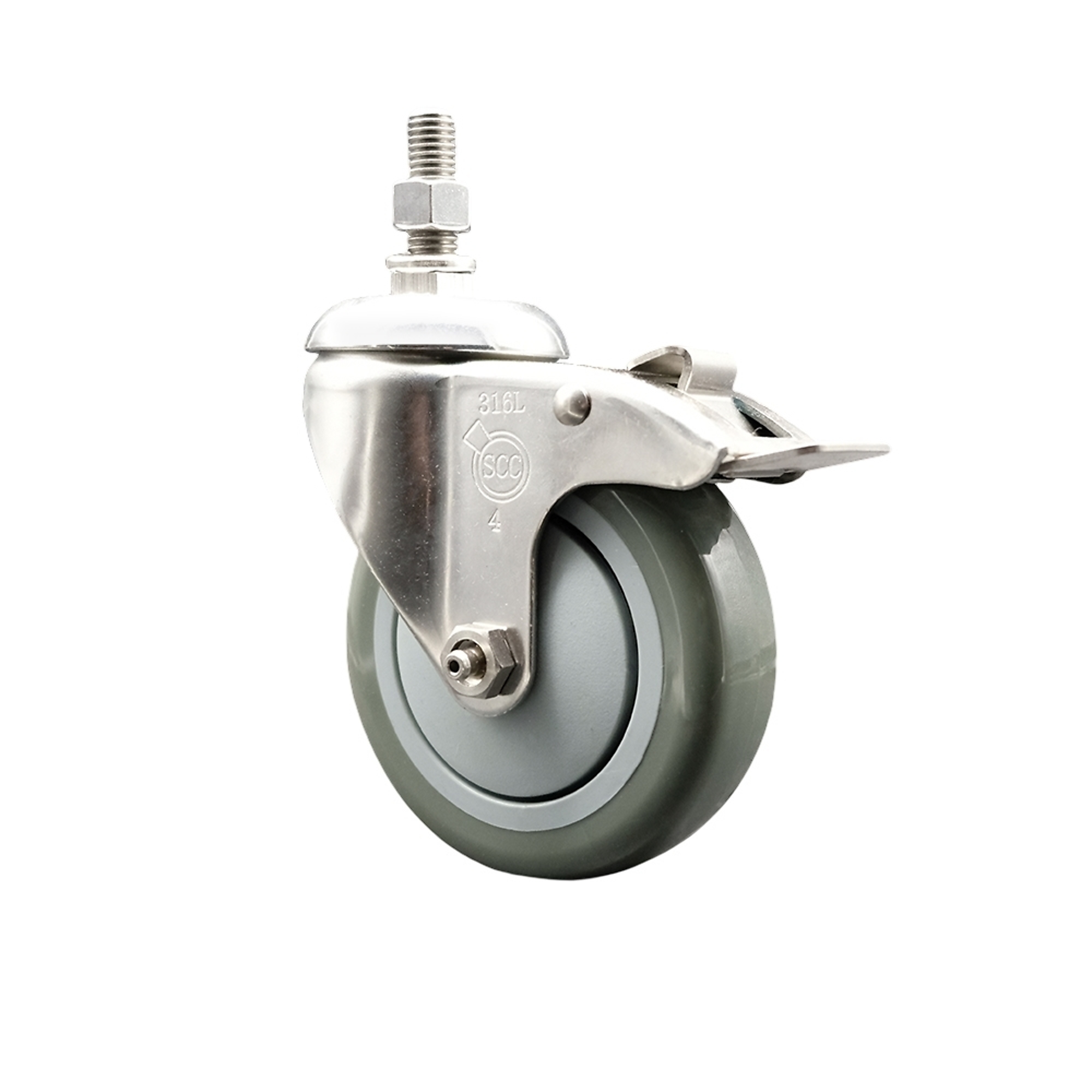 Service Caster, 4Inch x 1 1/4Inch Stem Caster, Wheel Diameter 4 in, Caster Type Swivel, Package (qty.) 1, Model SCC-SS316TSTTL20S414-PPUB-121315