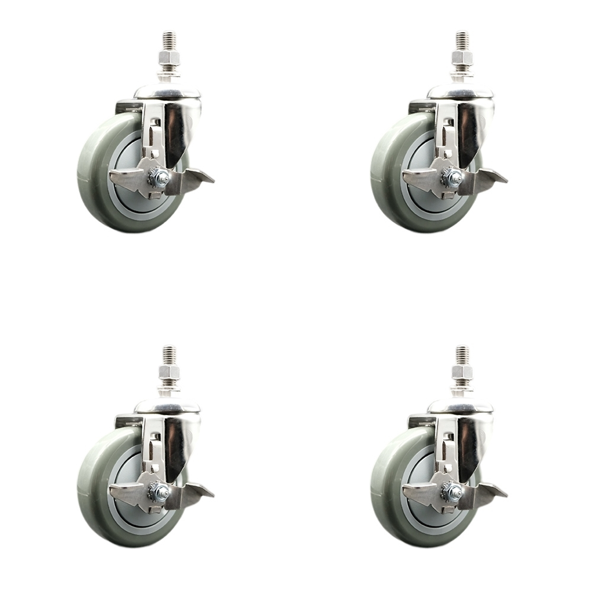 Service Caster, 4Inch x 1 1/4Inch Stem Casters, Wheel Diameter 4 in, Caster Type Swivel, Package (qty.) 4, Model SCC-SS316TS20S414-PPUB-TLB-121315-4