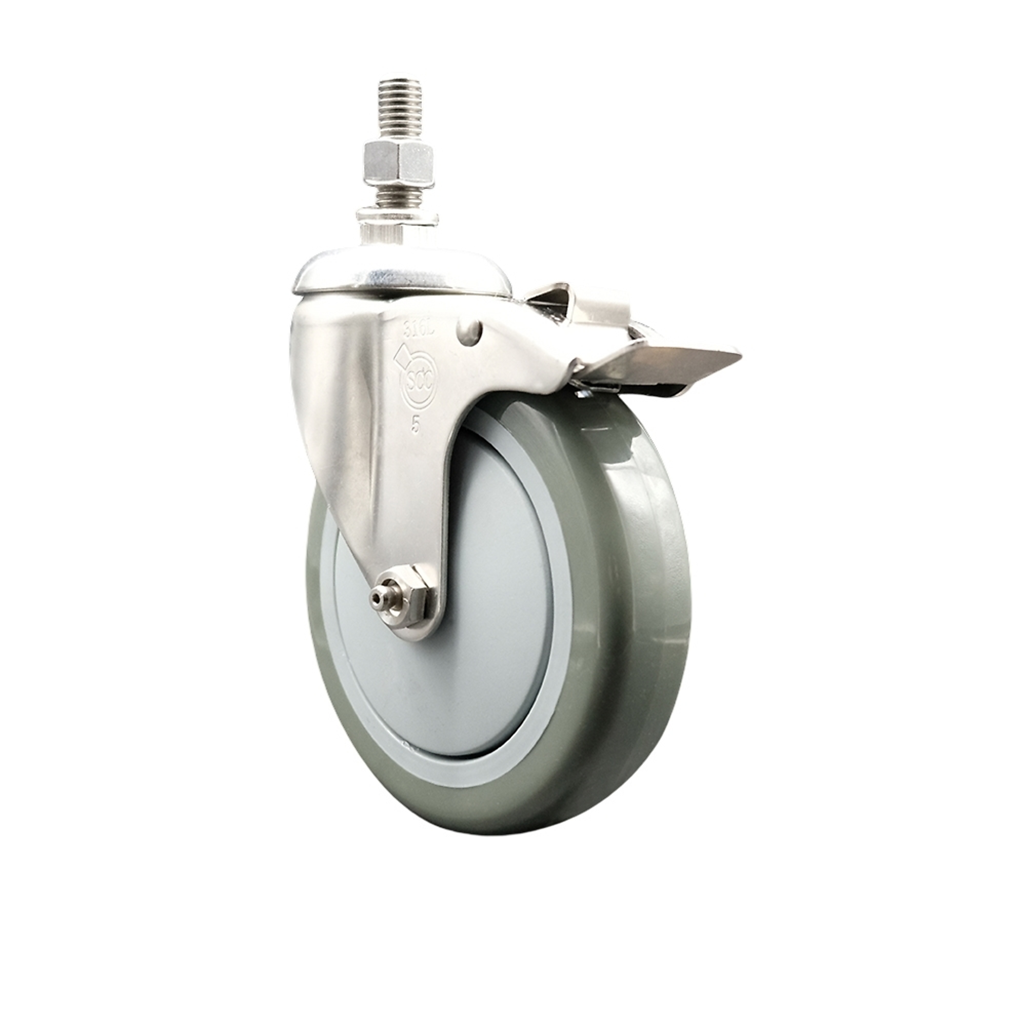 Service Caster, 5Inch x 1 1/4Inch Stem Caster, Wheel Diameter 5 in, Caster Type Swivel, Package (qty.) 1, Model SCC-SS316TSTTL20S514-PPUB-121315