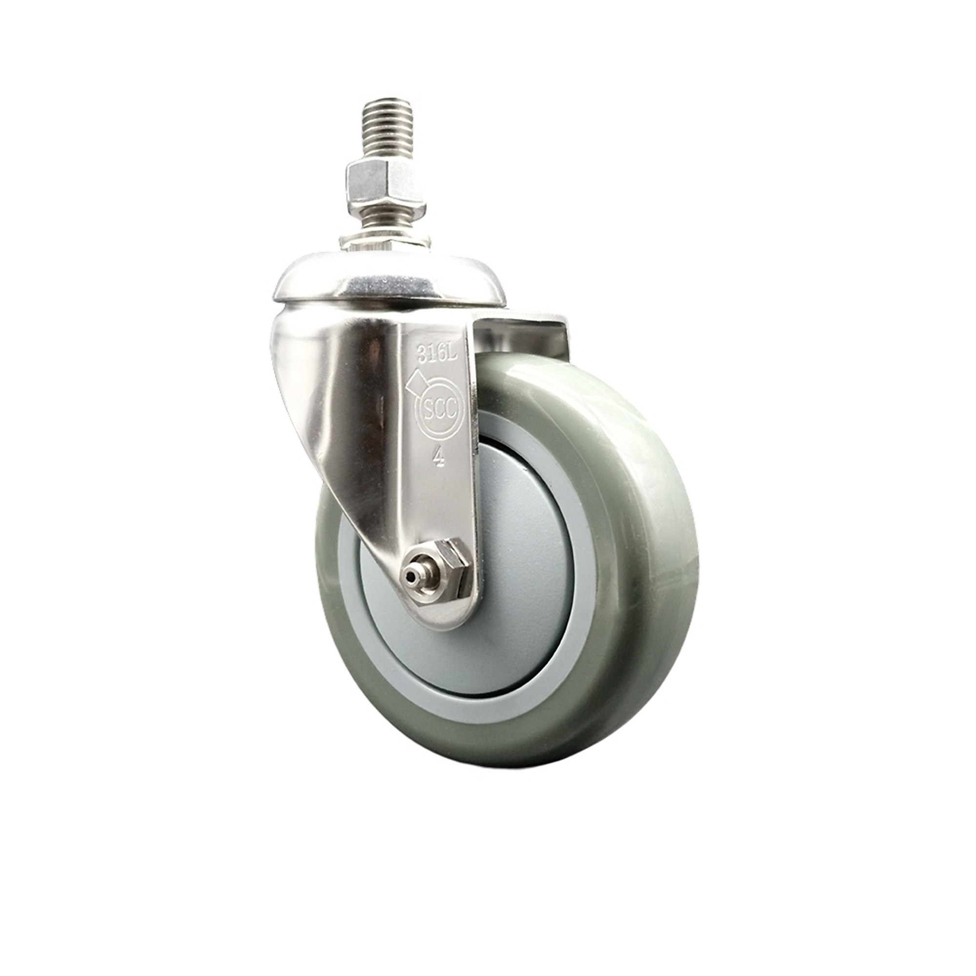 Service Caster, 4Inch x 1 1/4Inch Stem Caster, Wheel Diameter 4 in, Caster Type Swivel, Package (qty.) 1, Model SCC-SS316TS20S414-PPUB-381615