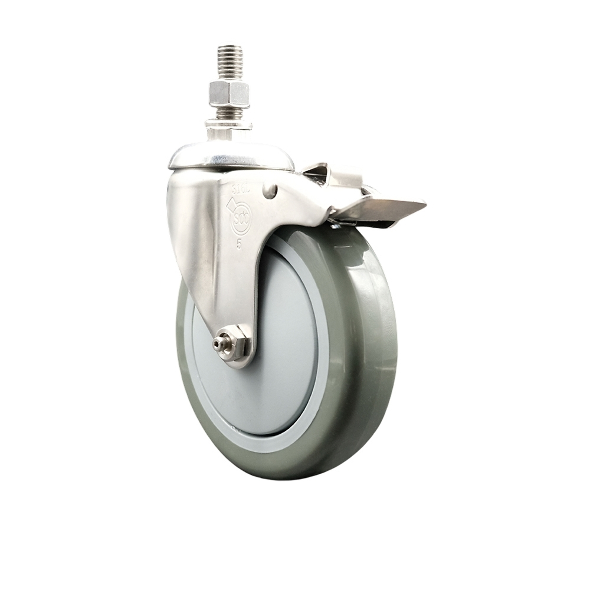 Service Caster, 5Inch x 1 1/4Inch Stem Caster, Wheel Diameter 5 in, Caster Type Swivel, Package (qty.) 1, Model SCC-SS316TSTTL20S514-PPUB-381615