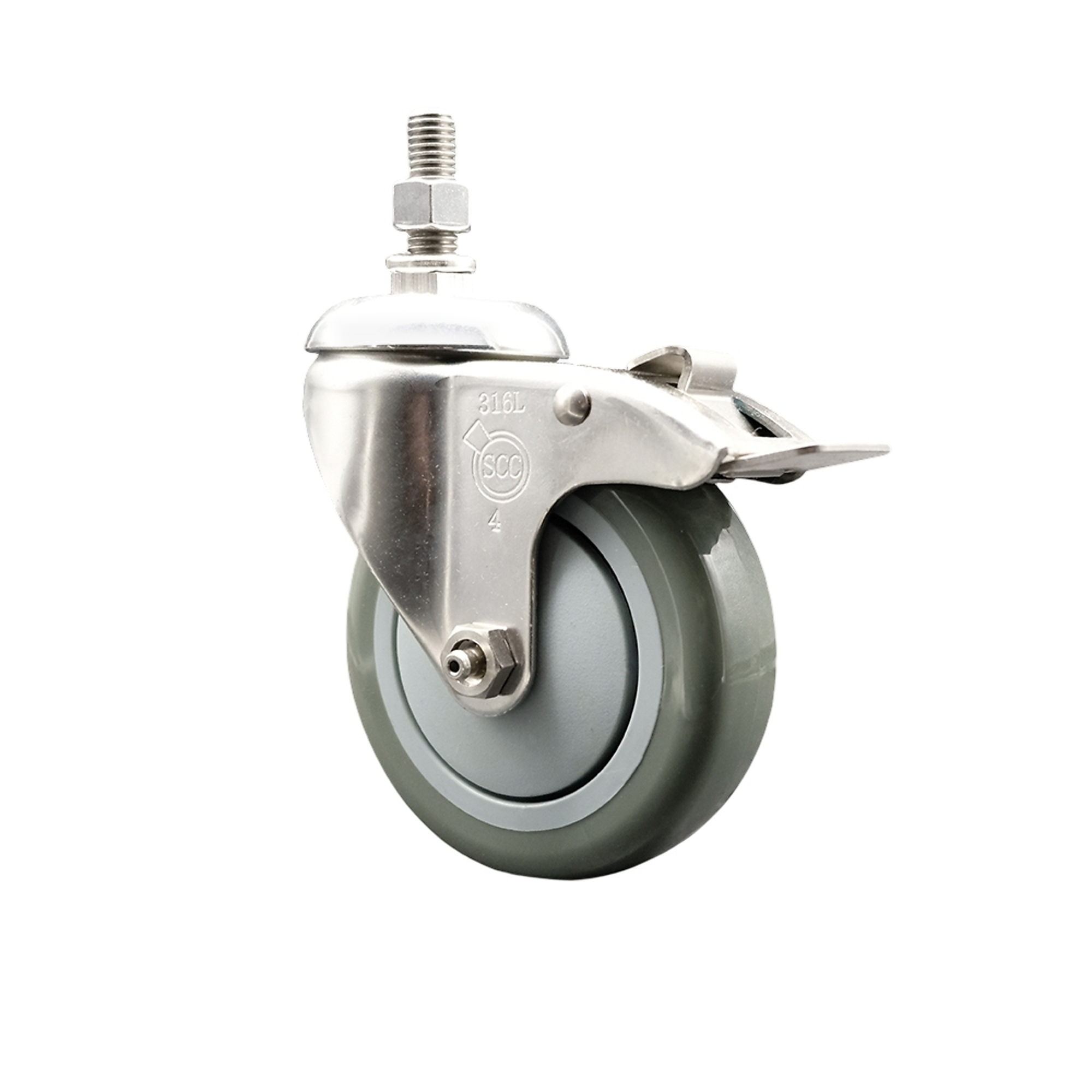 Service Caster, 4Inch x 1 1/4Inch Stem Caster, Wheel Diameter 4 in, Caster Type Swivel, Package (qty.) 1, Model SCC-SS316TSTTL20S414-PPUB-381615