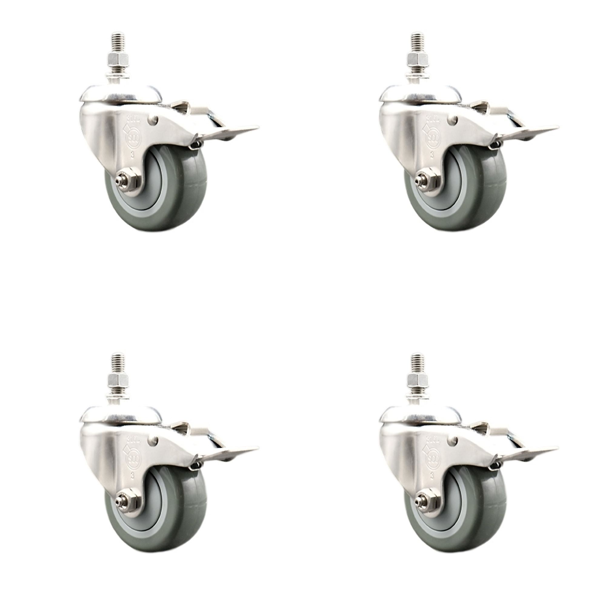 Service Caster, 3 1/2Inch x 1 1/4Inch Stem Casters, Wheel Diameter 3.5 in, Caster Type Swivel, Package (qty.) 4, Model SCC-SS316TSTTL20S3514-PPUB-