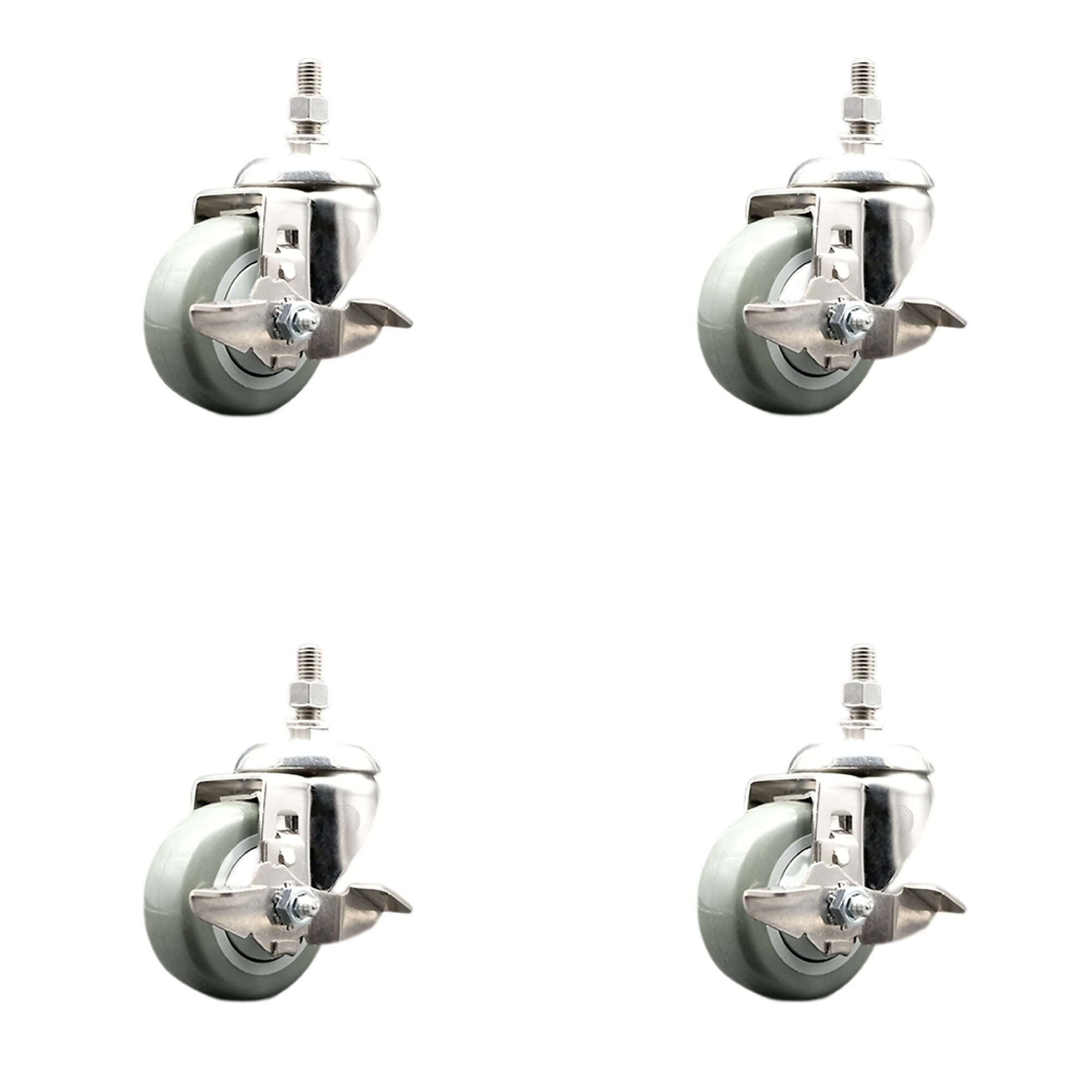 Service Caster, 3Inch x 1 1/4Inch Stem Casters, Wheel Diameter 3 in, Caster Type Swivel, Package (qty.) 4, Model SCC-SS316TS20S314-PPUB-TLB-M1015-4