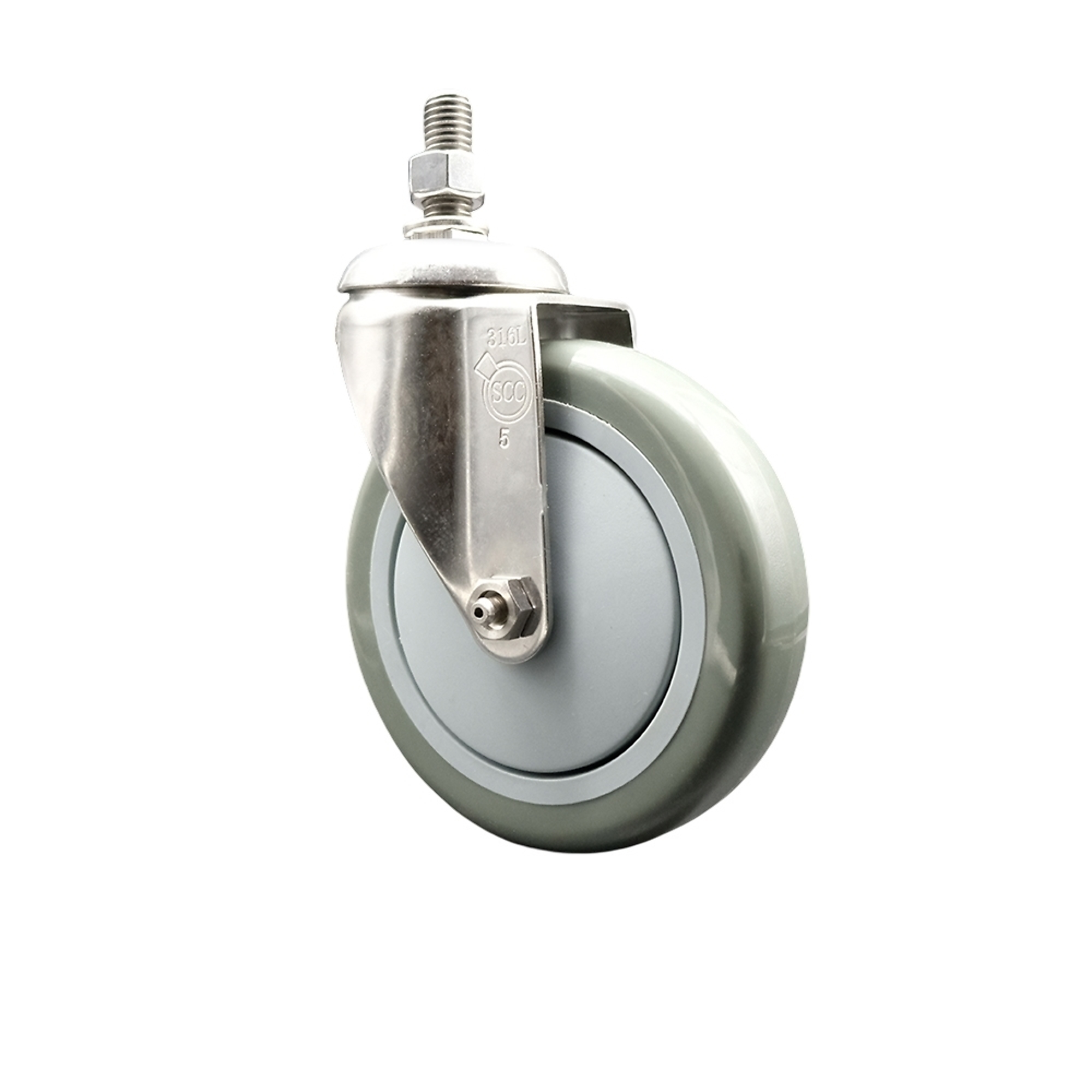 Service Caster, 5Inch x 1 1/4Inch Stem Caster, Wheel Diameter 5 in, Caster Type Swivel, Package (qty.) 1, Model SCC-SS316TS20S514-PPUB-381615