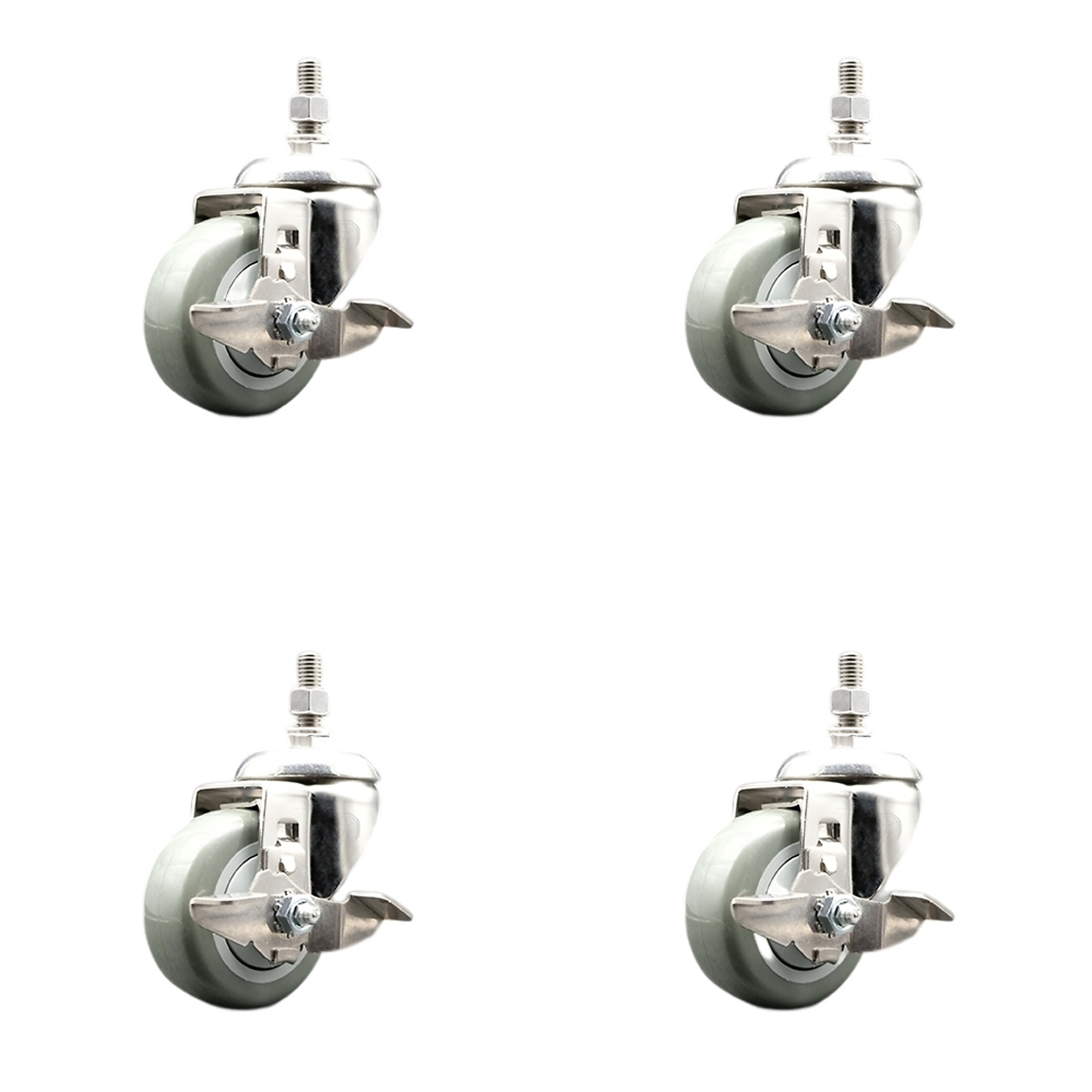 Service Caster, 3Inch x 1 1/4Inch Stem Casters, Wheel Diameter 3 in, Caster Type Swivel, Package (qty.) 4, Model SCC-SS316TS20S314-PPUB-TLB-M1215-4