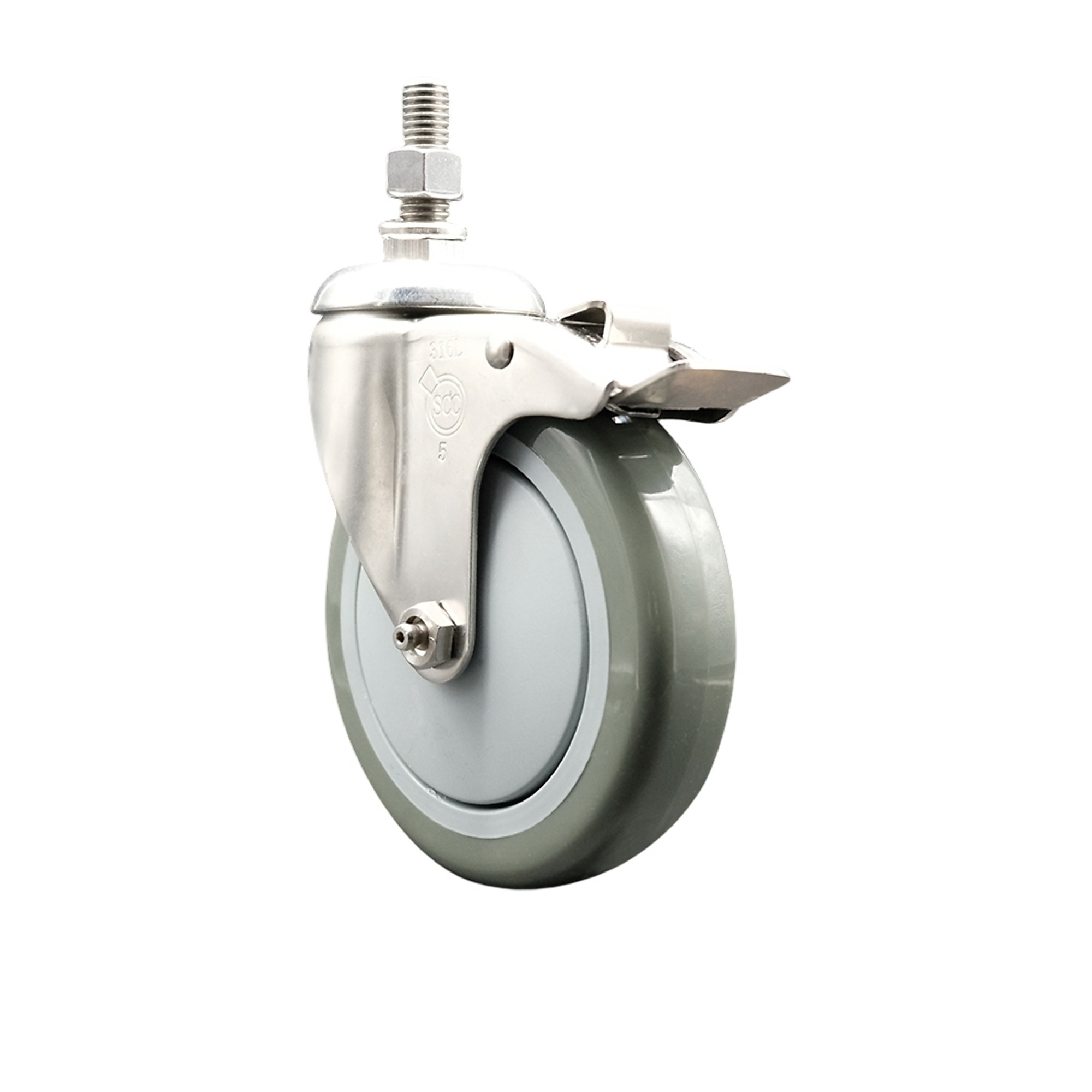 Service Caster, 5Inch x 1 1/4Inch Stem Caster, Wheel Diameter 5 in, Caster Type Swivel, Package (qty.) 1, Model SCC-SS316TSTTL20S514-PPUB-M1015